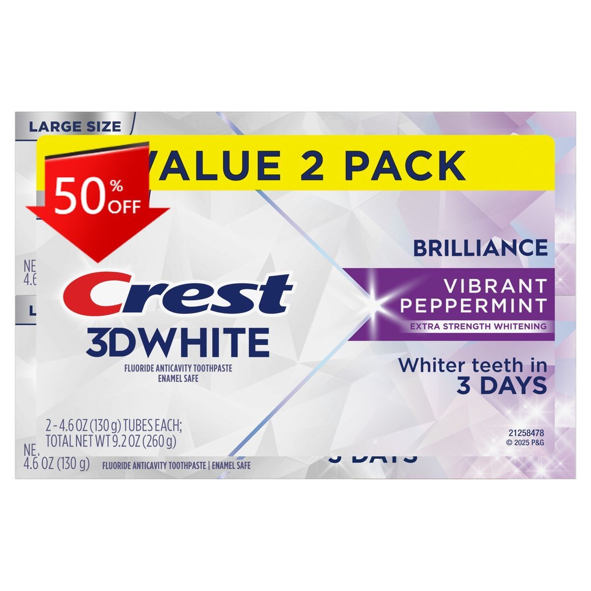 Crest 3D White Brilliance Vibrant Toothpaste – Peppermint – 4.6oz/2pk