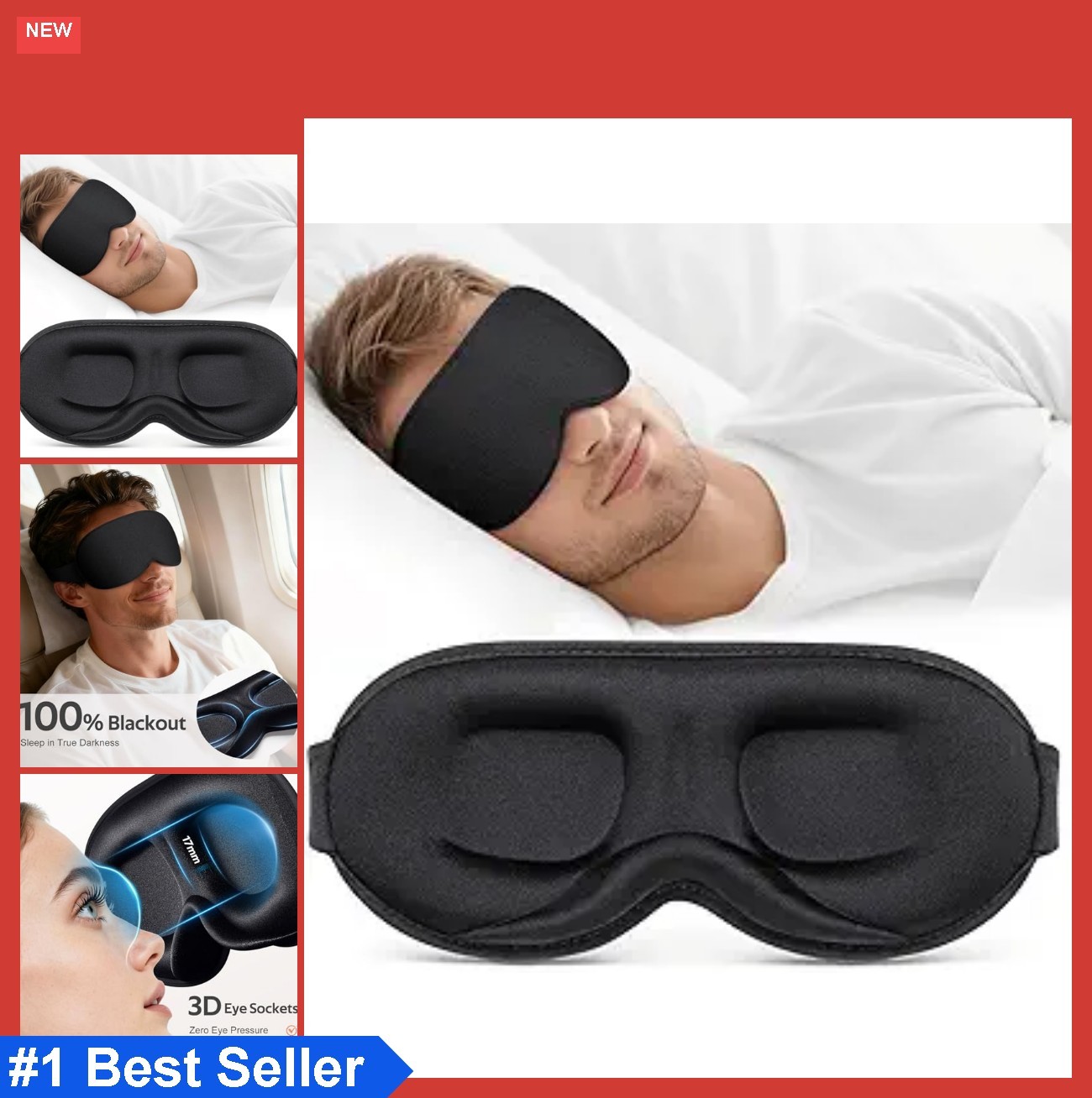Sleep Mask for Men Women – 100% Blackout Eye Masks for Sleep – 3D Soft Sleeping