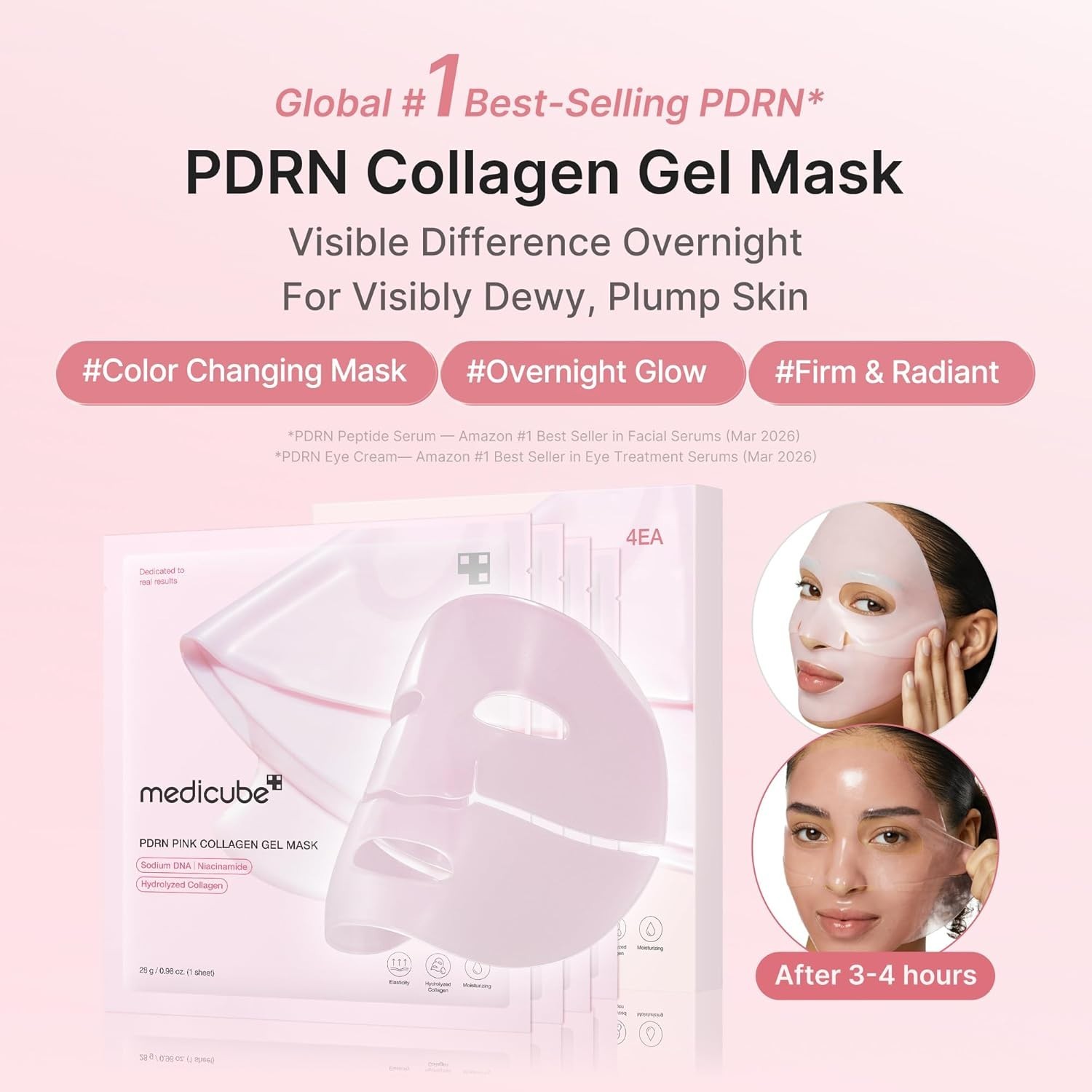 Medicube Salmon DNA PDRN pink collagen jelly gel mask (4ea) Pink glow serum