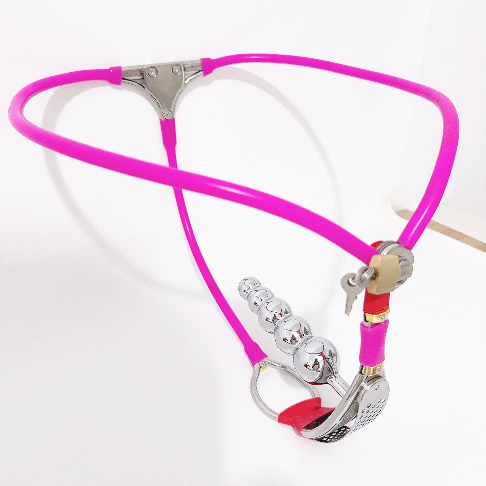 Stainless Steel Chastity Belt Invisible Lockable With Vaginal Plug For Female