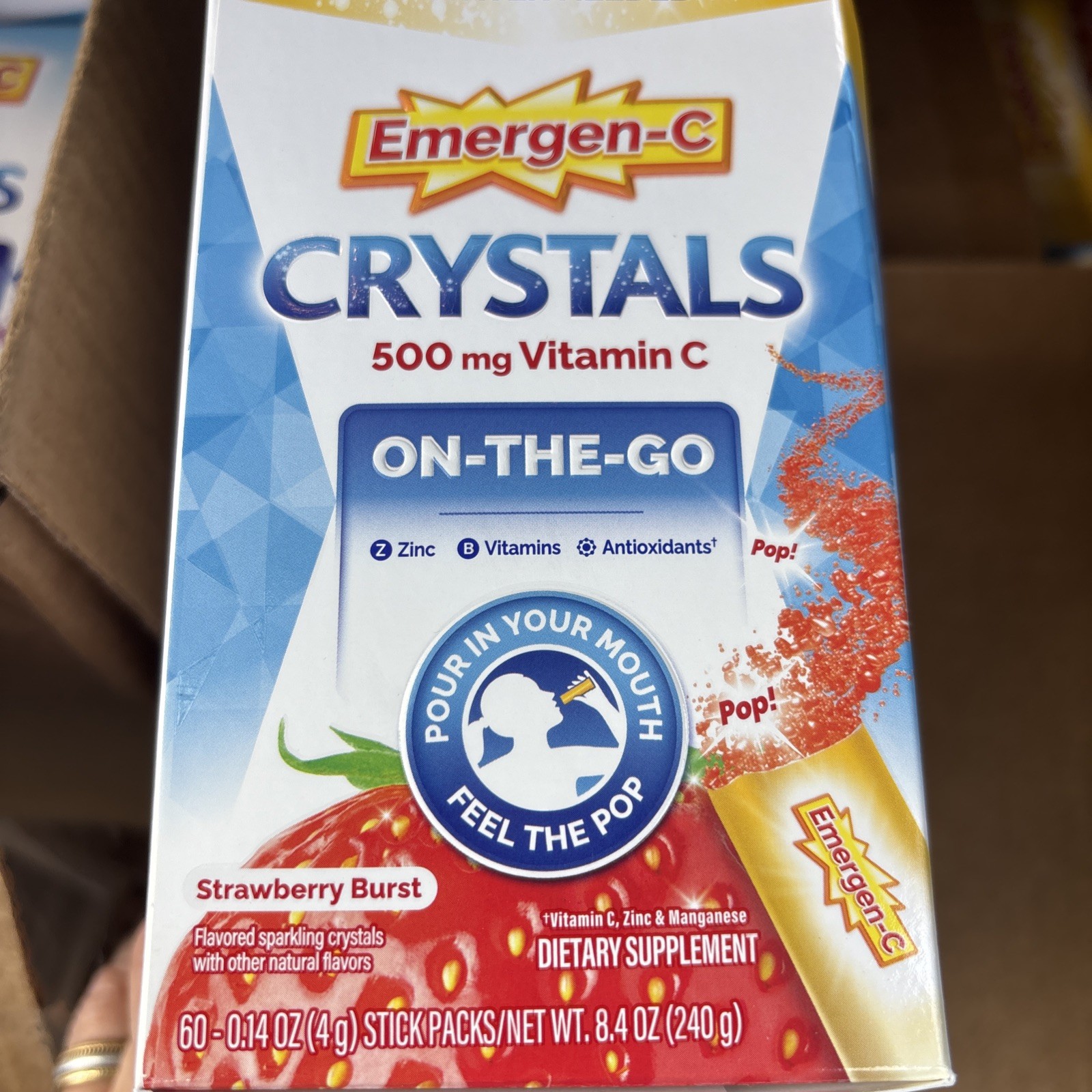 Emergen-C Crystals Strawberry 500mg Vitamin C 60 Count EXP 05/2027