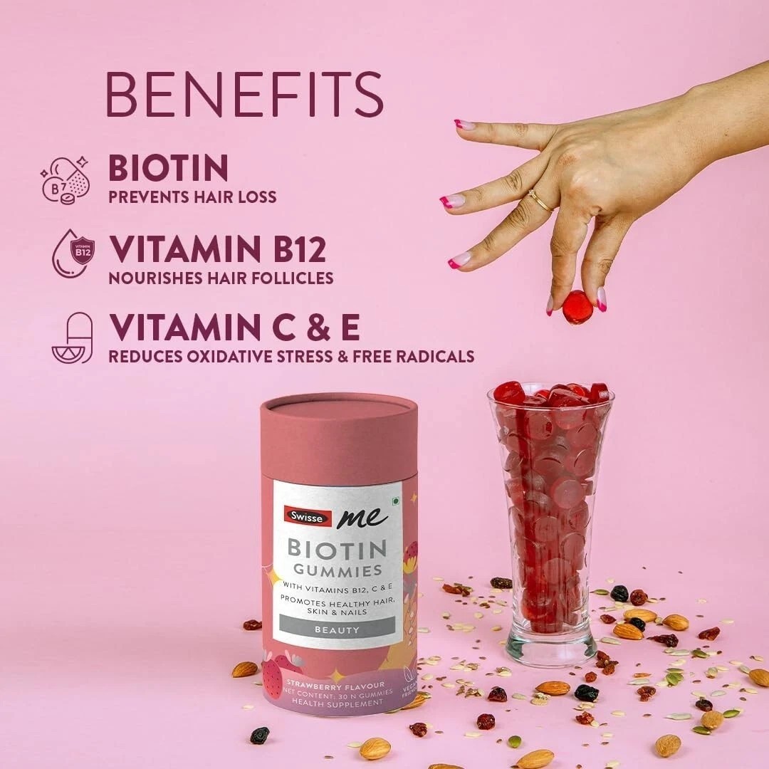 Biotin Gummies Reduces, Hair Fall & Promotes Regrowth, Supports Healthy Skin