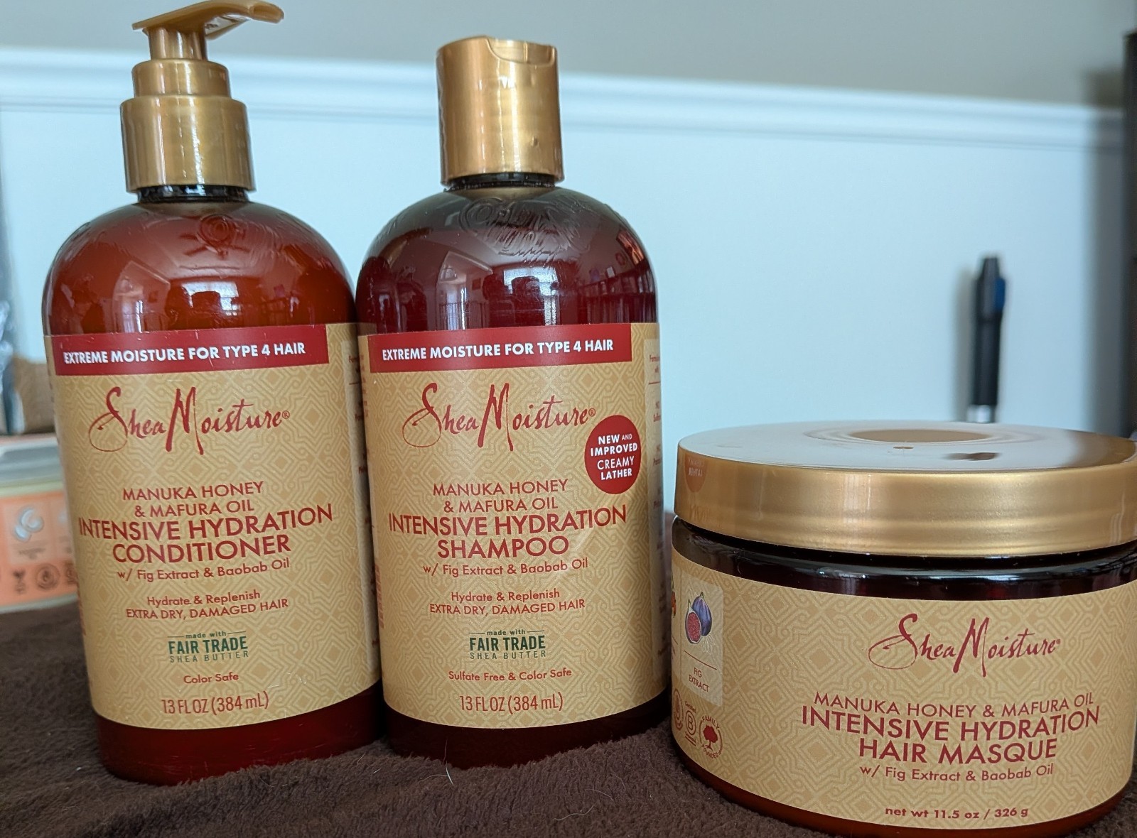 SheaMoisture Manuka Honey & Mafura Oil Shampoo 13oz, Conditioner 13oz, Masque