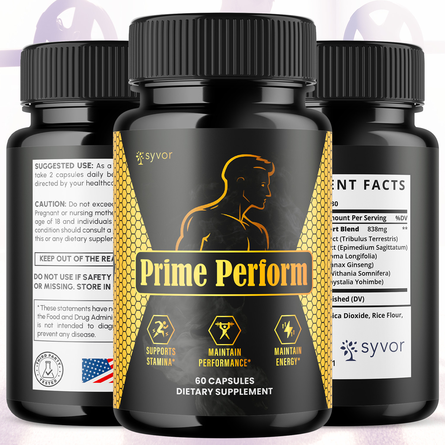 (5 Pack) Prime Perform Advanced Male Support Supplement PrimePerform 300 Capsule