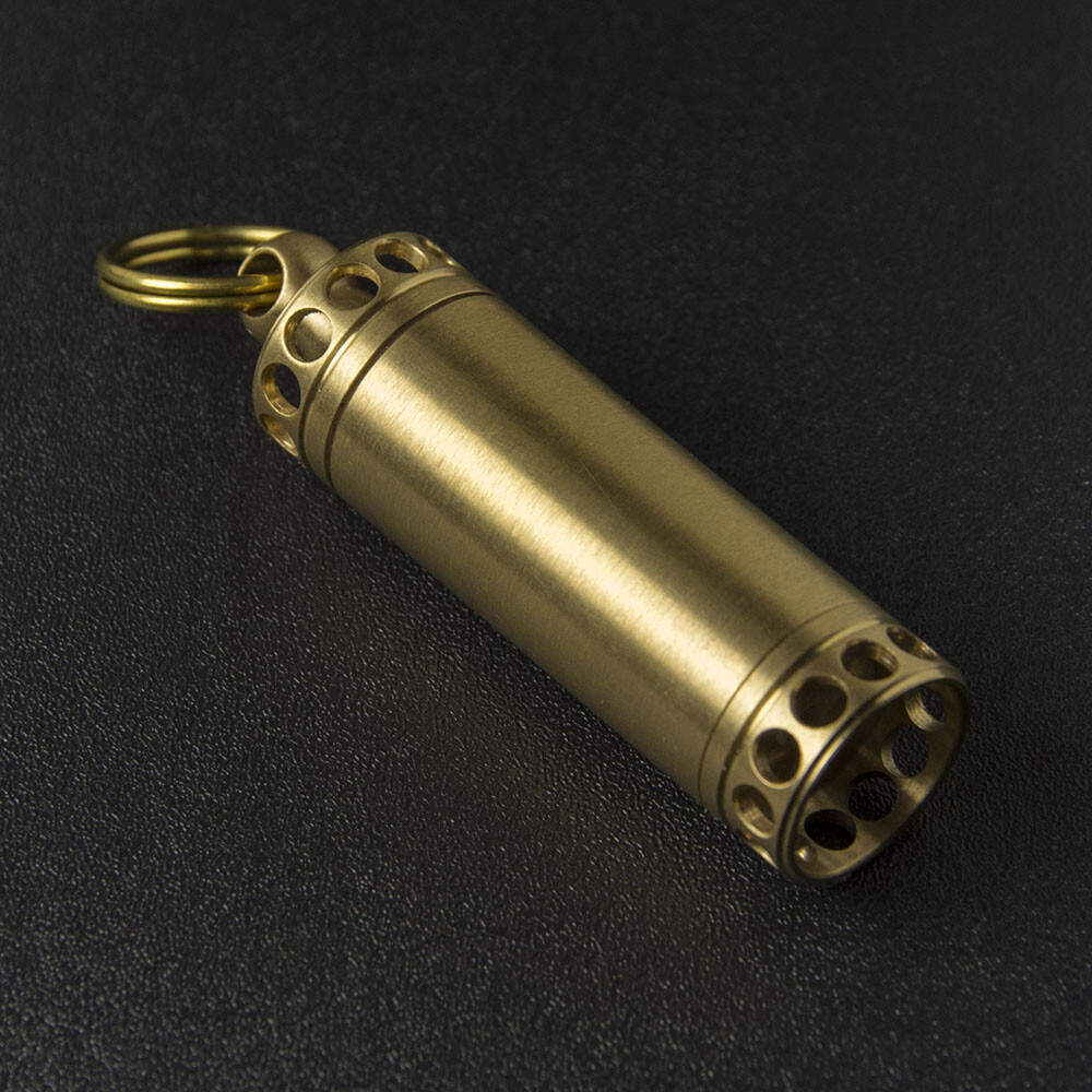 Mini Waterproof Brass Canister Pill Capsule Bottle EDC Keychain