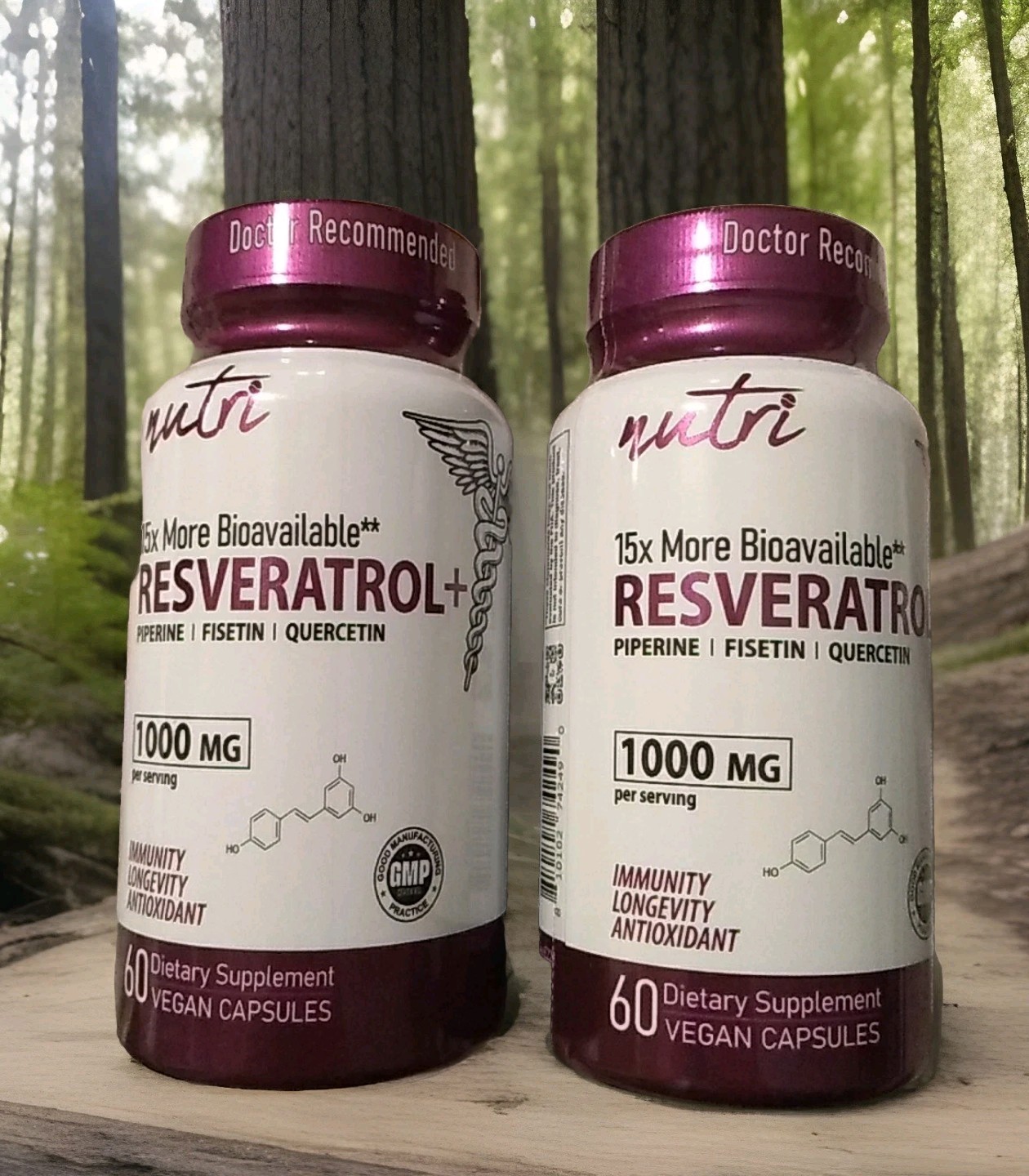 Nutri Resverperine Resveratrol 15x More Bioavailable 1000mg( Lot Of 2) Epx 2028