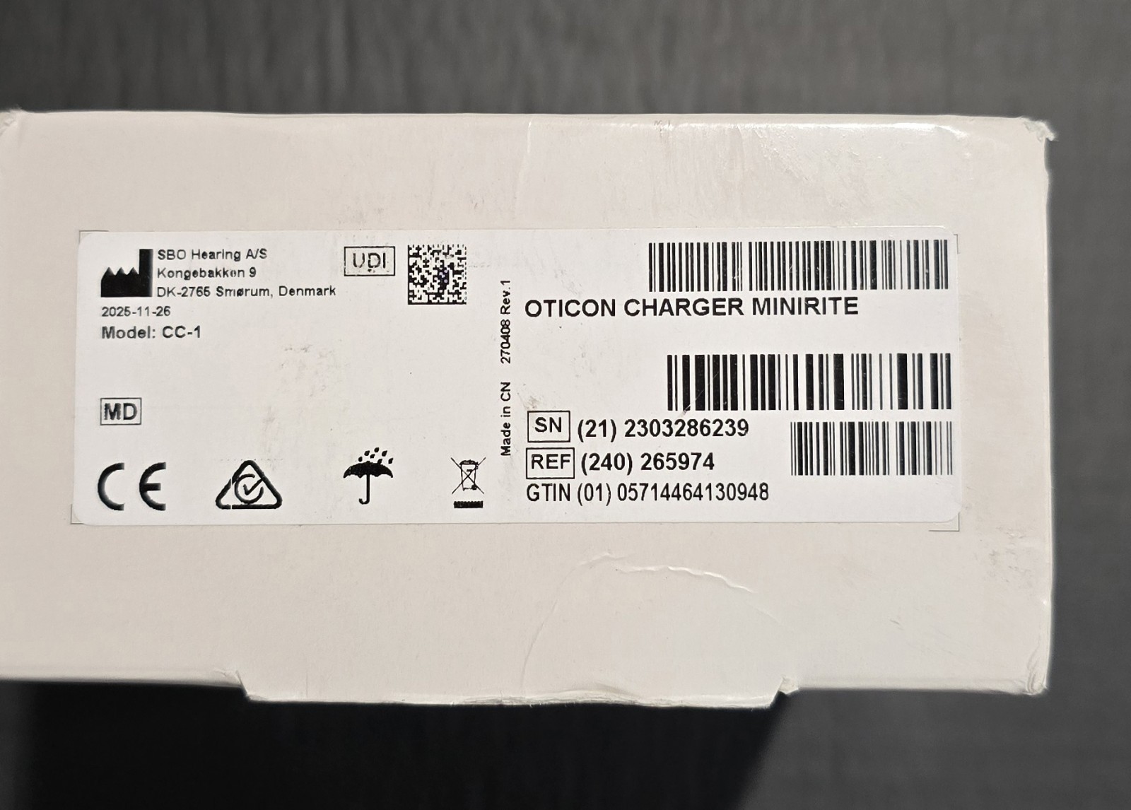 Oticon Charger Minirite For Intent Hearing Aids CC-1 Smart Charger Case