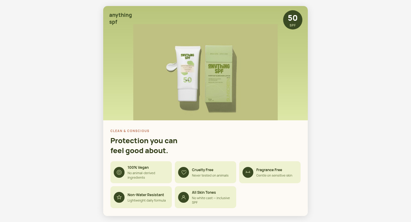Anything SPF Everyday Sunscreen Lotion SPF 50 | | Broad Spectrum UVA/UVB | 50ml