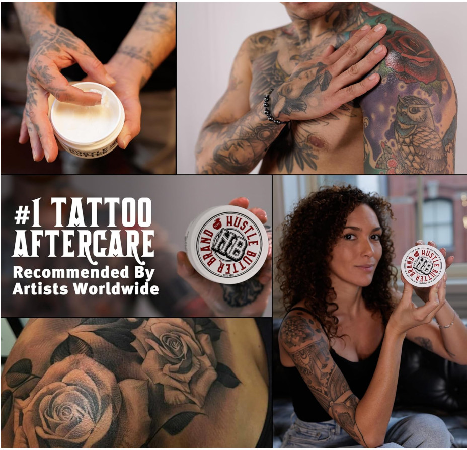 Hustle Butter Tattoo Balm–Professional Tattoo care (1 Pack, 5 fl oz / 150 ml)