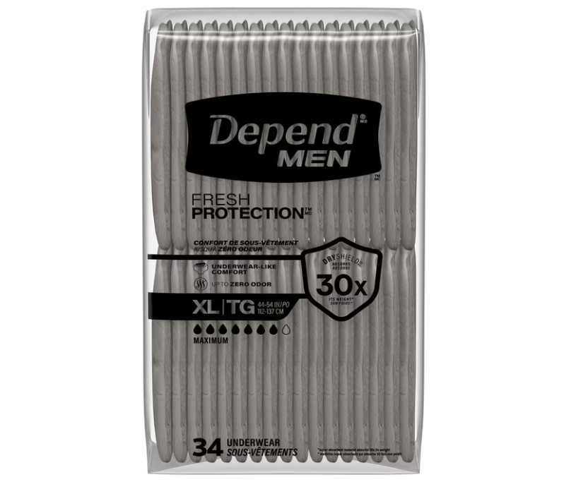 Depend Fresh Protection Men Incontinence Underwear XL 68 Ct Adult Diapers