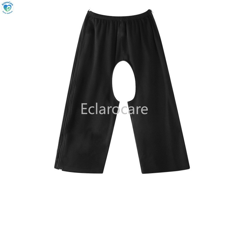 Cotton Three-quarter-length pants Adult Open-Crotch Pants Bedridden Incontinence