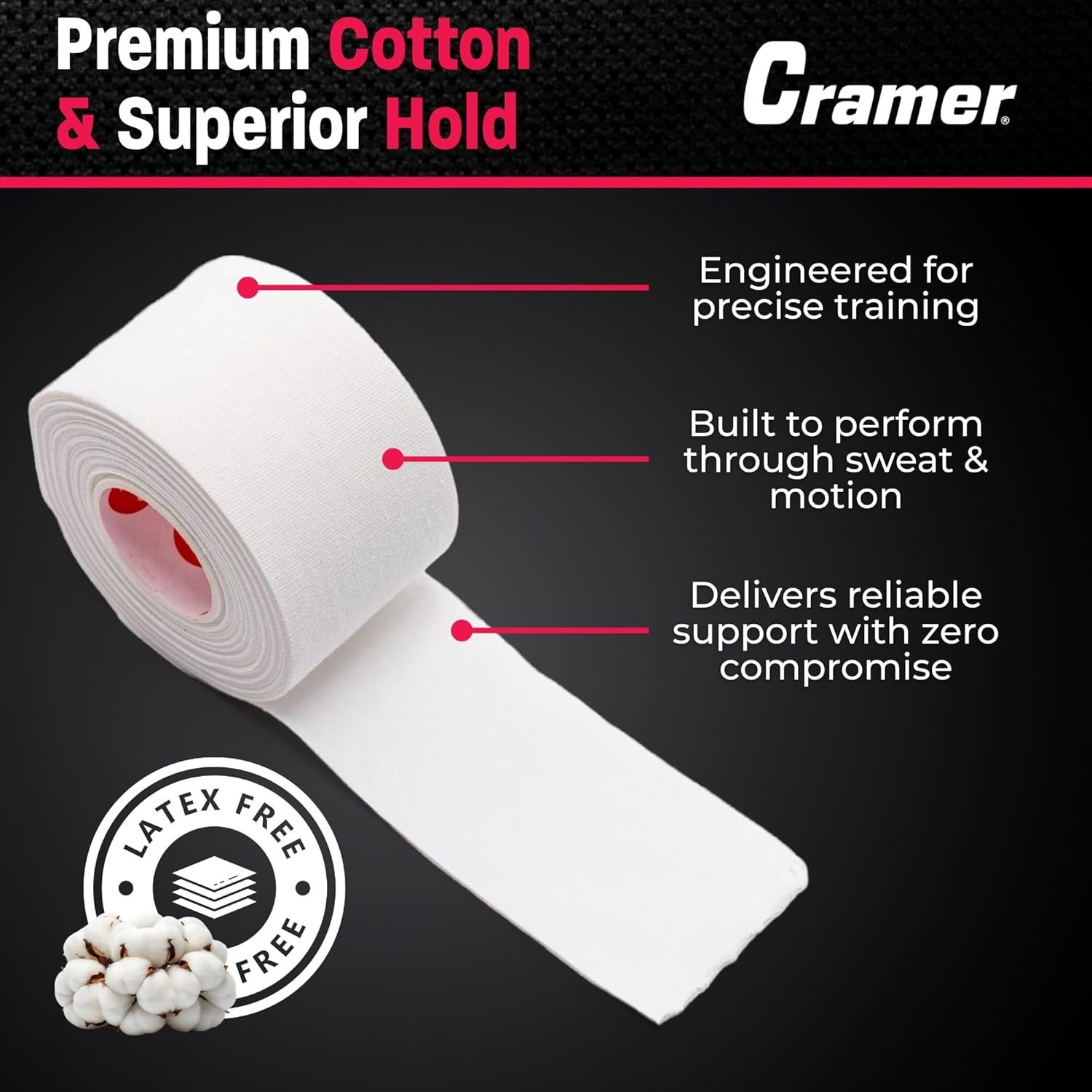 Team Color Athletic Tape White 1.5″x15yds 32-Roll Bulk Latex-Free Sports Wrap