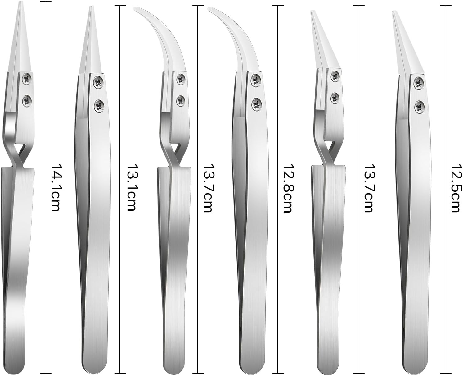 6 Pcs Precision Reverse Ceramic Tweezers Set, Non-Conductive Heat-Resistant Elec