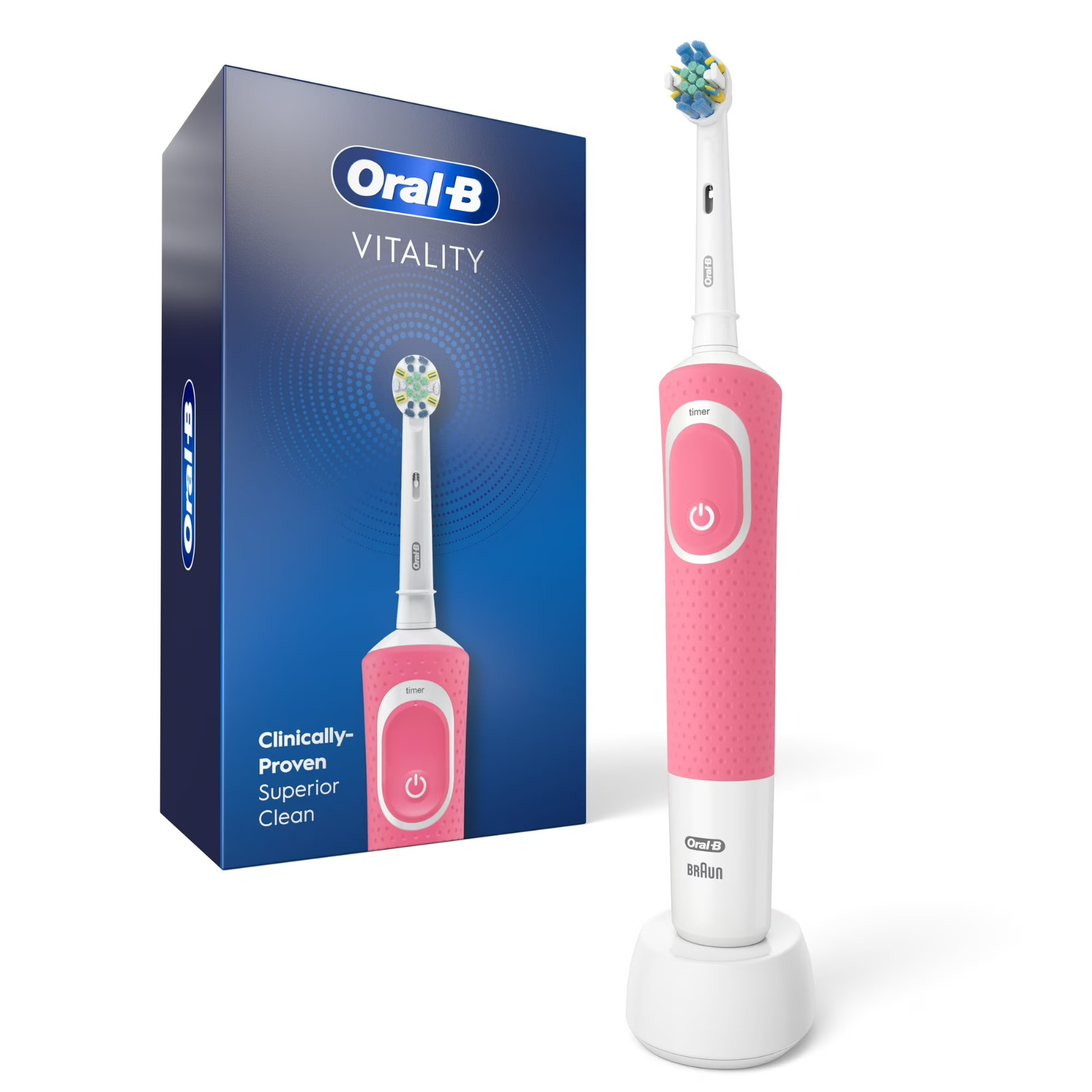 Oral-B Vitality FlossAction Rechargeable Electric Toothbrush – Pink – NEW