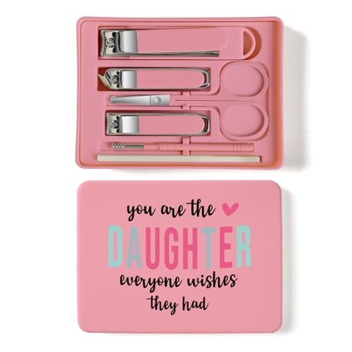 6-Piece Nail Clipper Set with Nail File, Tweezers and ingrown Daughtere Pink