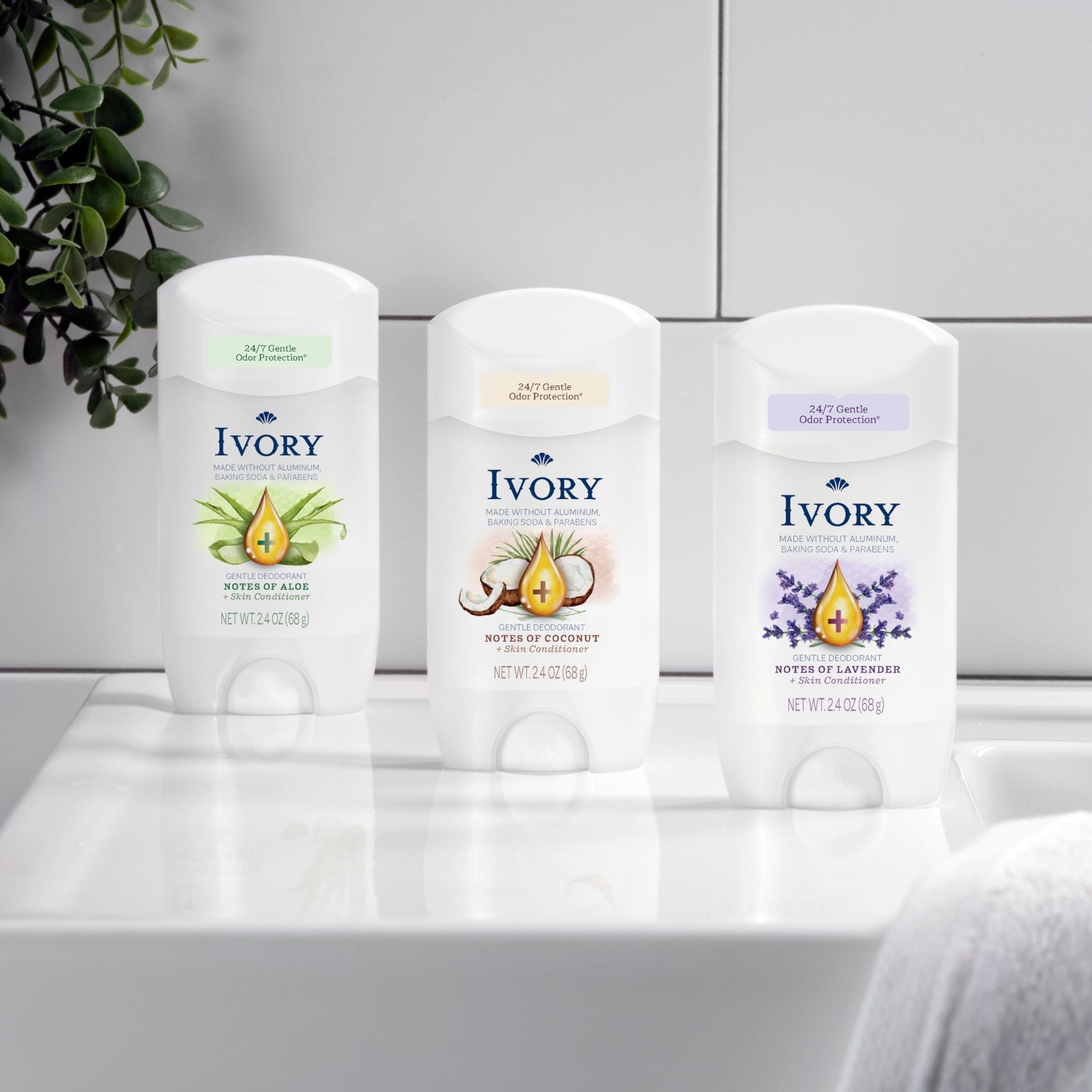 Ivory Aluminum Free Deodorant, 2.4oz (Pack of 6)