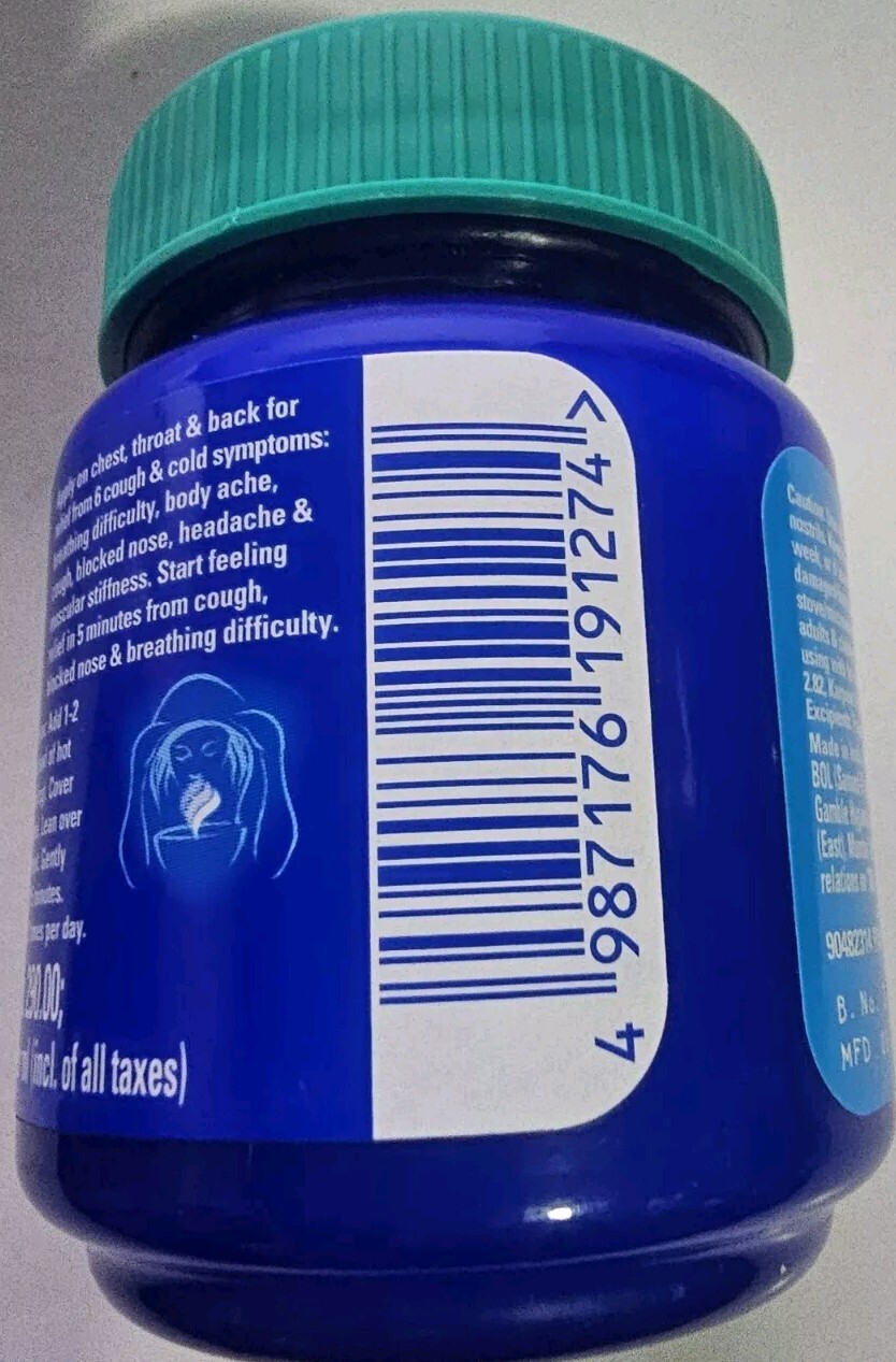 Vicks VapoRub Chest Rub Ointment, Relief from Cough, Cold, Aches, & Pains (100g)