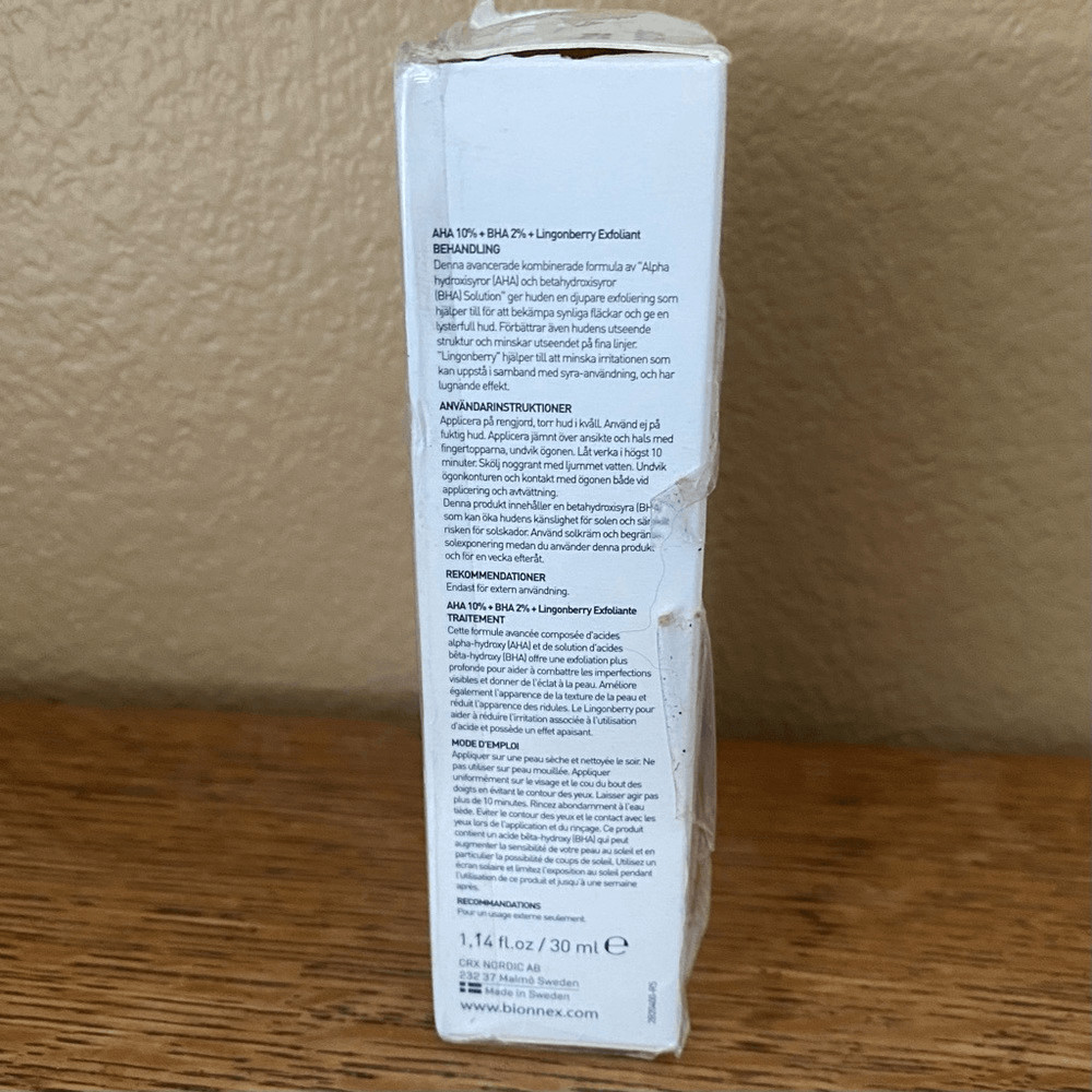 NIB New BIONNEX AHA 10% + BHA 2% + LINGONBERRY EXFOLIANT 30ml/1.14 oz Skincare