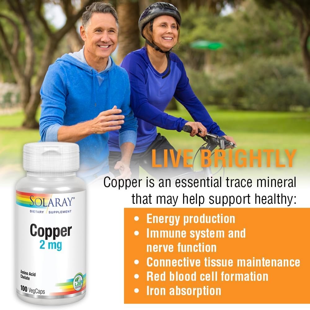 Copper 2mg Dietary Supplement Capsules with Full Range Amino Acid (100 Count)