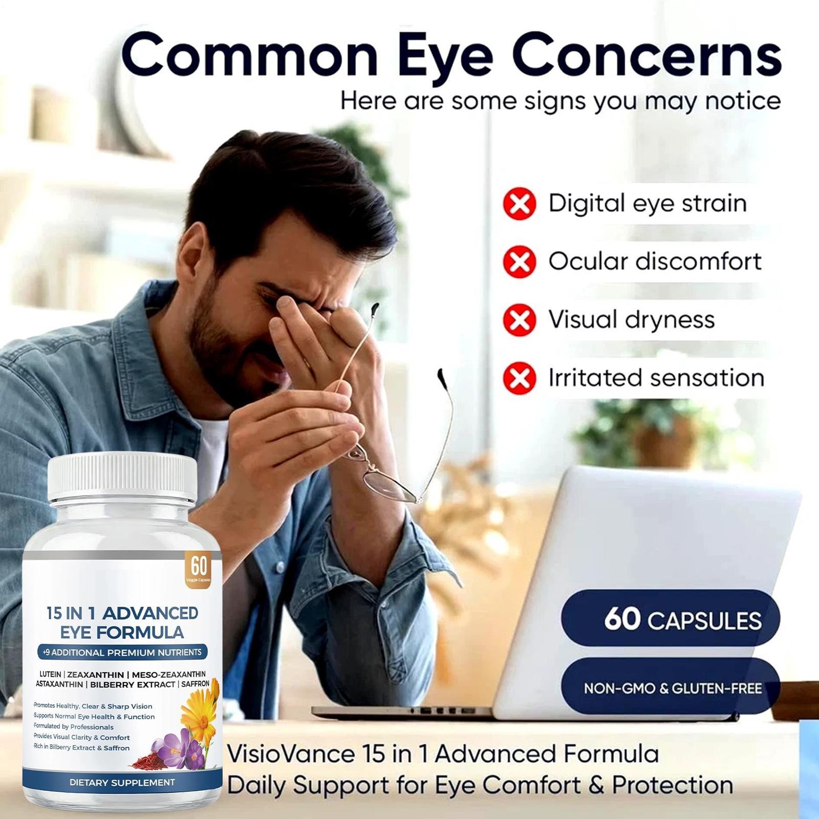 Eye Formula, 15 in 1 Advanced Formula with All 3 Carotenoi