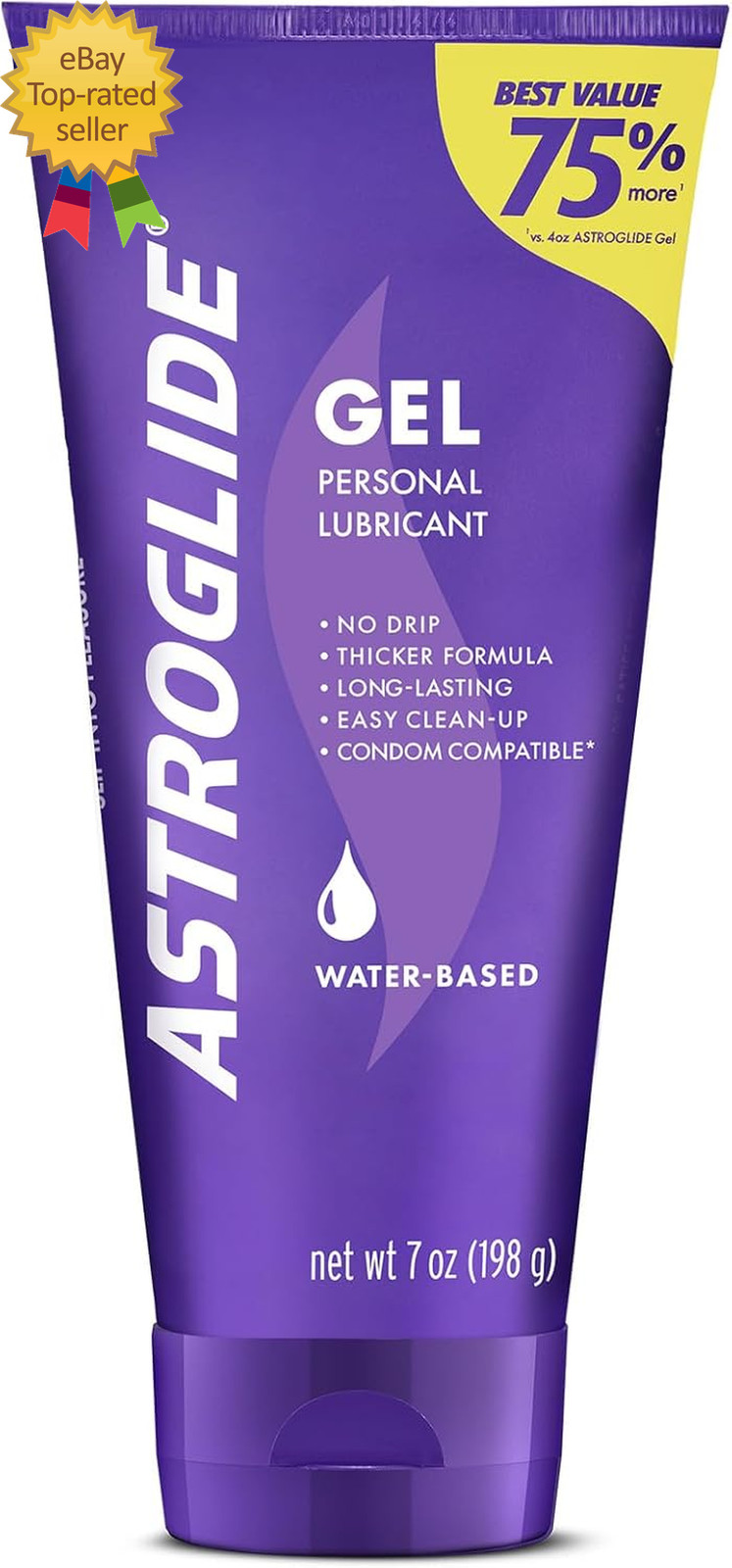 Astroglide Water Based Lube (7Oz), Ultra Gentle Gel Personal Lubricant for Vagin