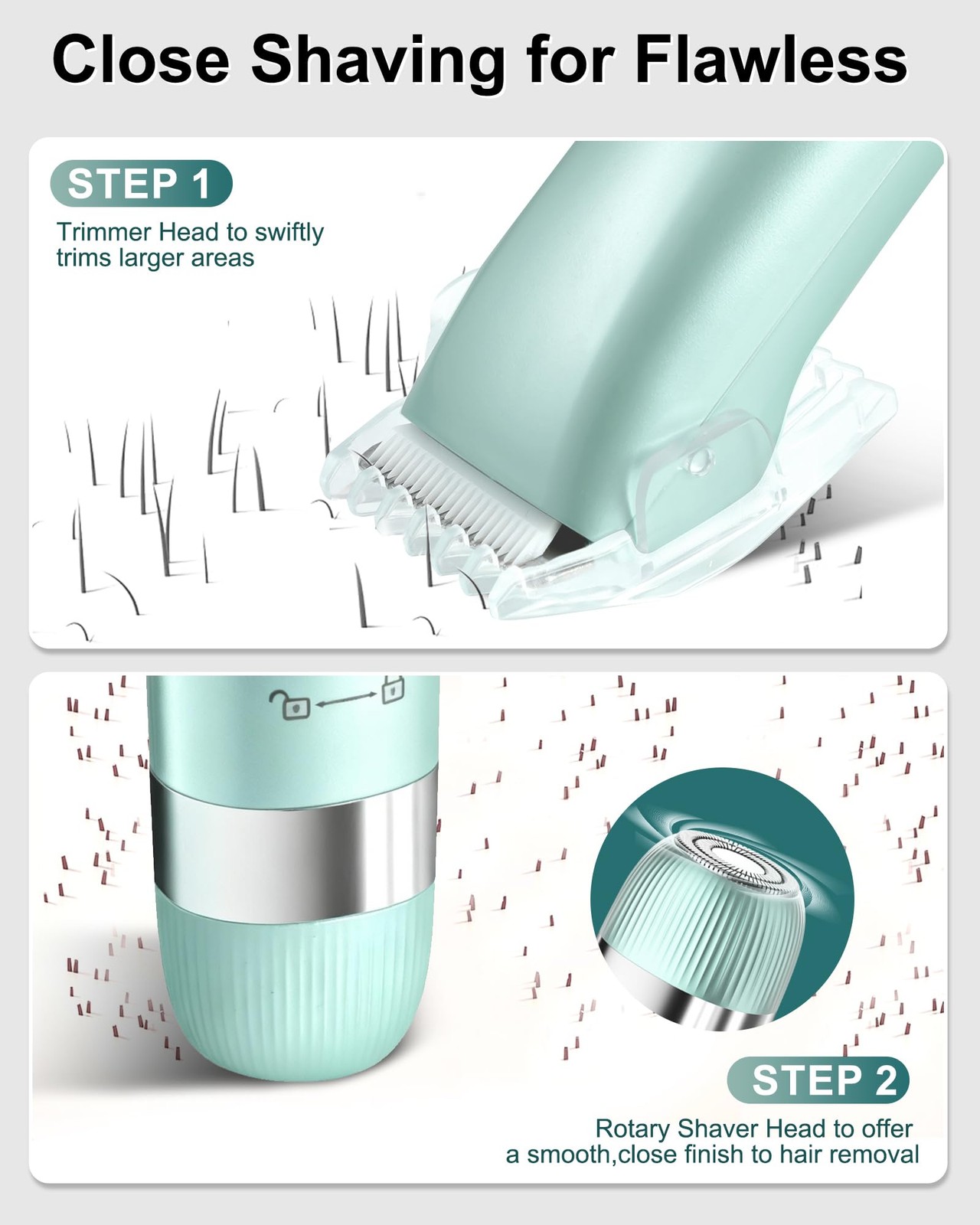 Electric Razors for Women | Dual Head Shaver Ladies Green P