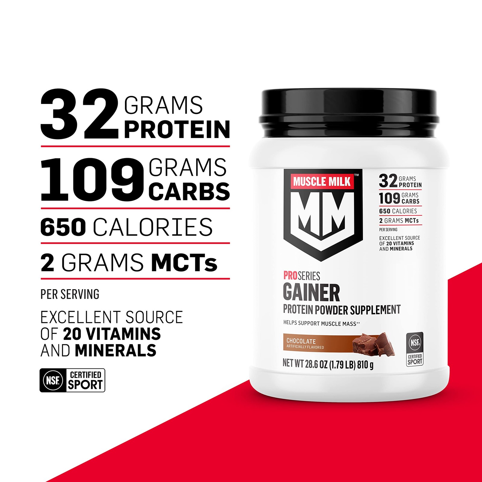 Muscle Milk Gainer Protein Powder, Vanilla 5 Pound (Pack of 1), Creme