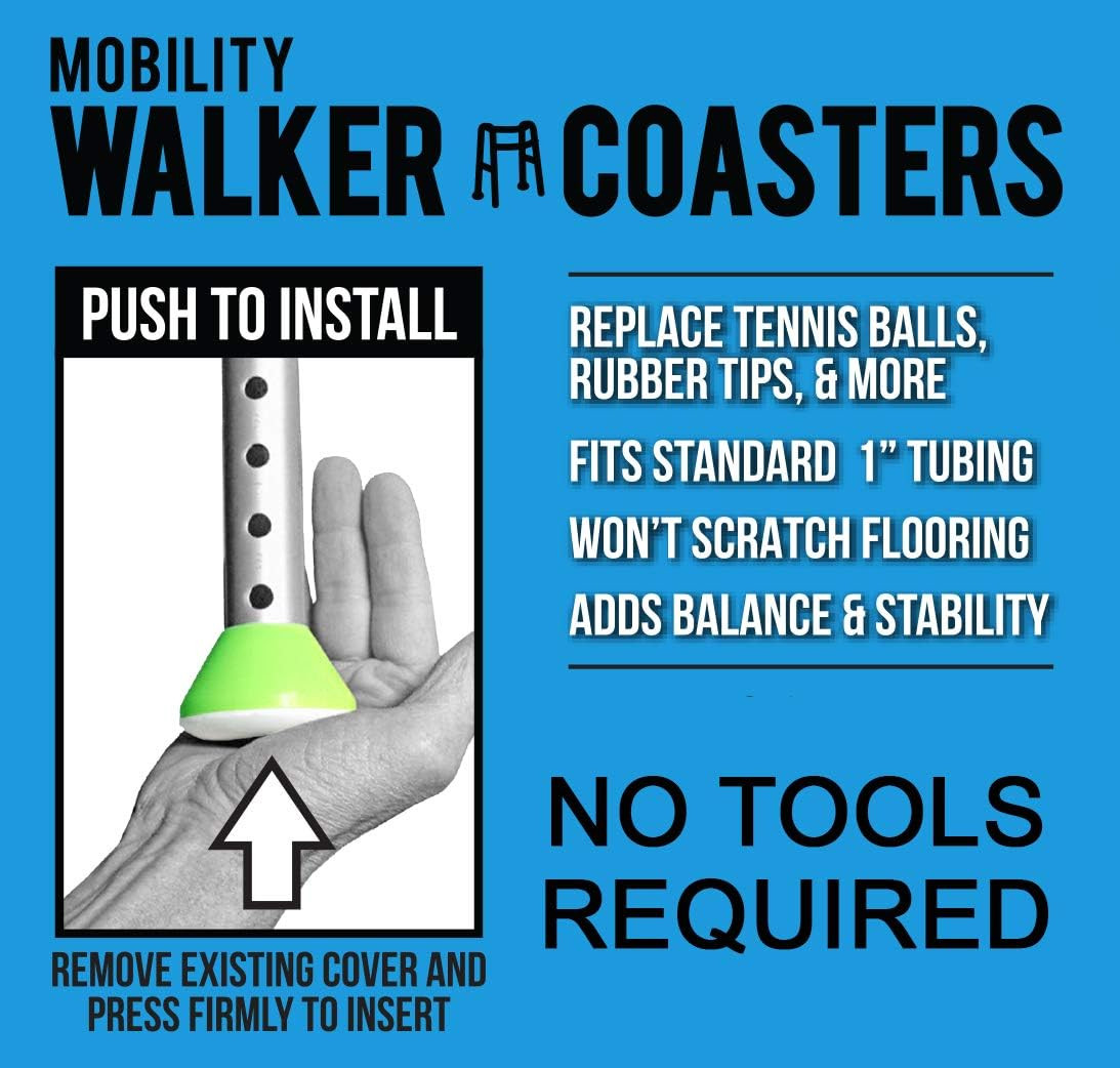 Walker Coasters, Tennis Ball Yellow 6 Pack by Easy to Use Products – Longer Last