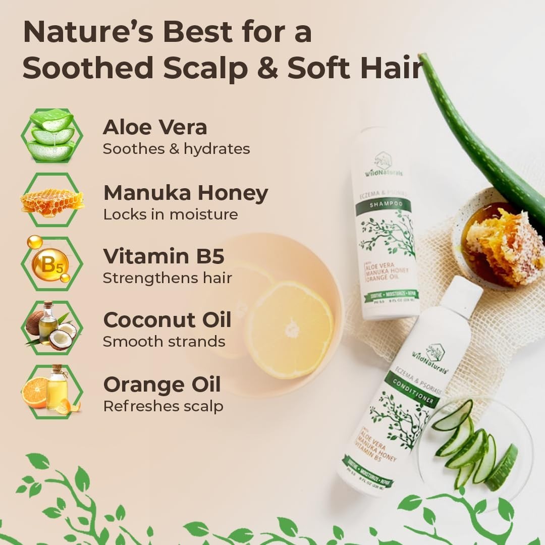 Eczema & Psoriasis Shampoo & Conditioner Set – Hydrate Dry Scalp & Hair