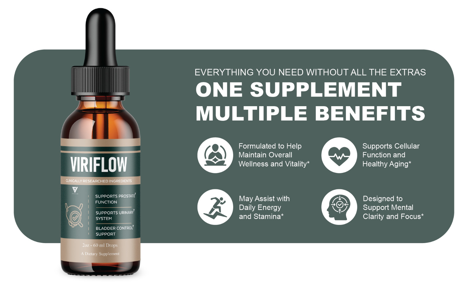 (5 Pack) ViriFlow Drops, ViriFlow Prostate Health Liquid Supplements (10oz)