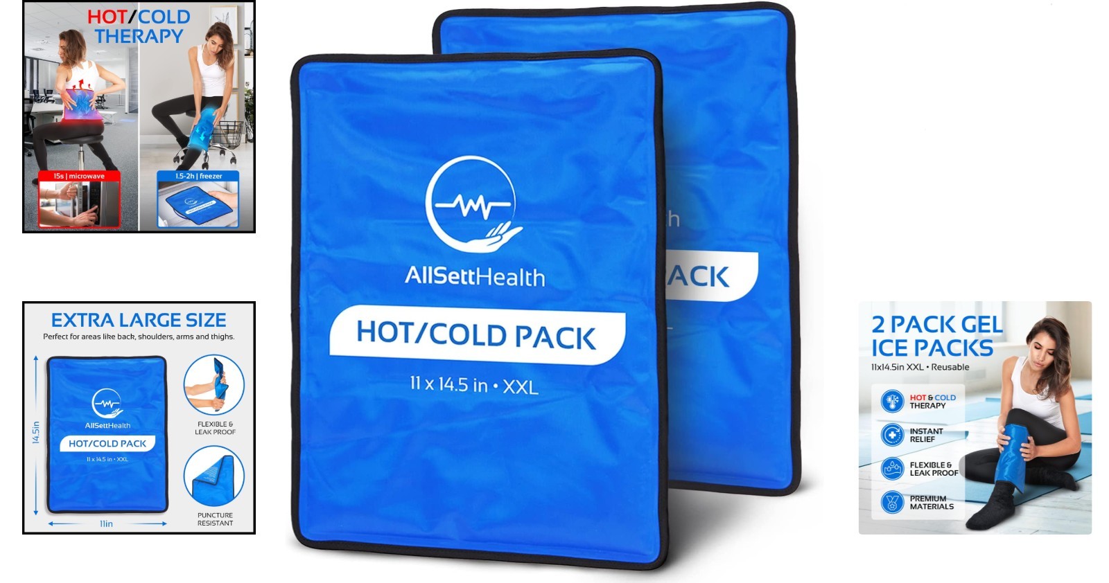 Flexible XL Gel Ice Pack Set – Hot & Cold Compress for Injury Recovery