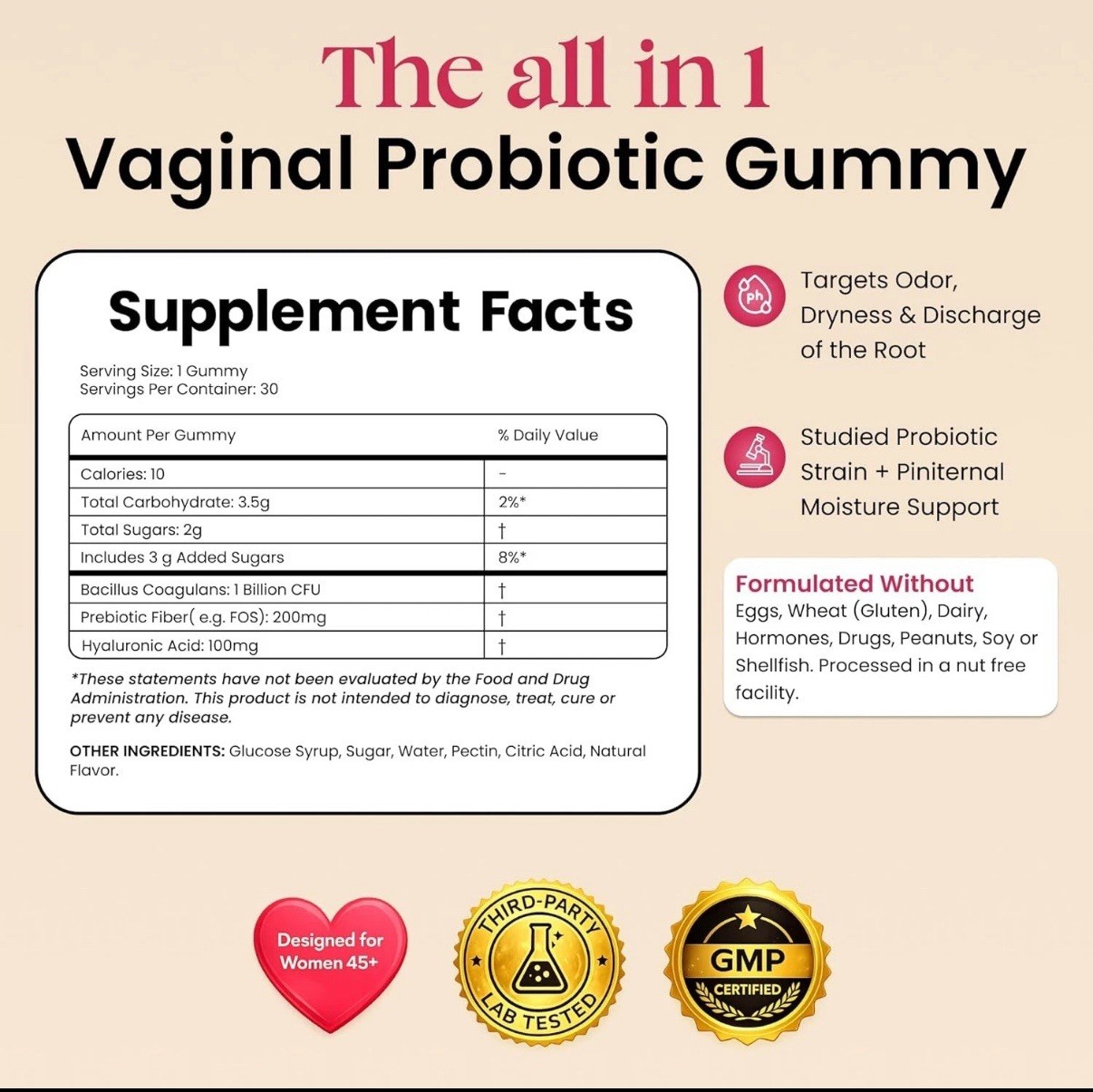 ALL FEMME Flora+ Advanced Vaginal Support Gummies 30ct PINEAPPLE 🍍 *AUTHENTIC*