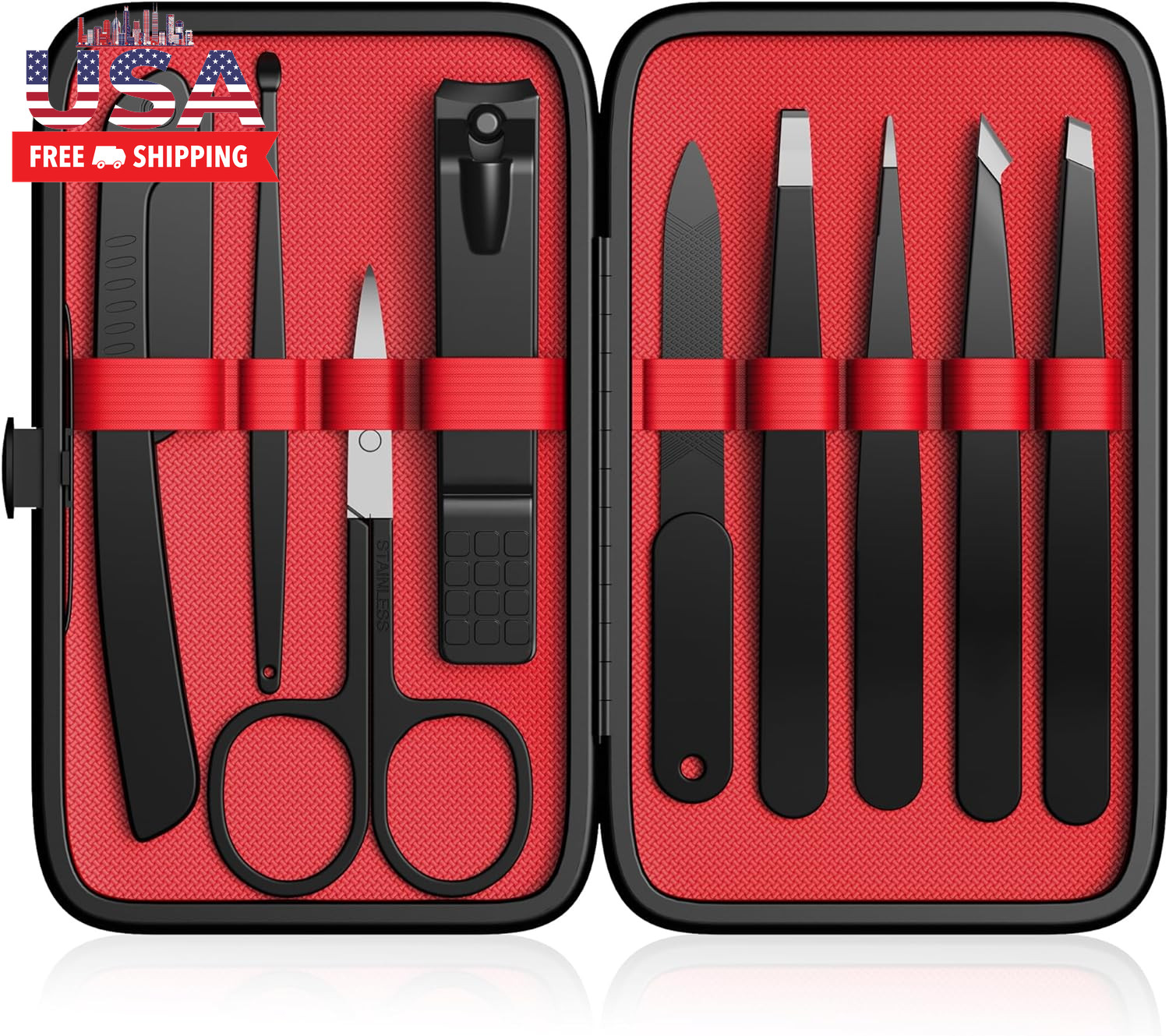 Tweezers Set,9 Pcs Professional Stainless Steel Tweezer Kit-Great Precision Eyeb