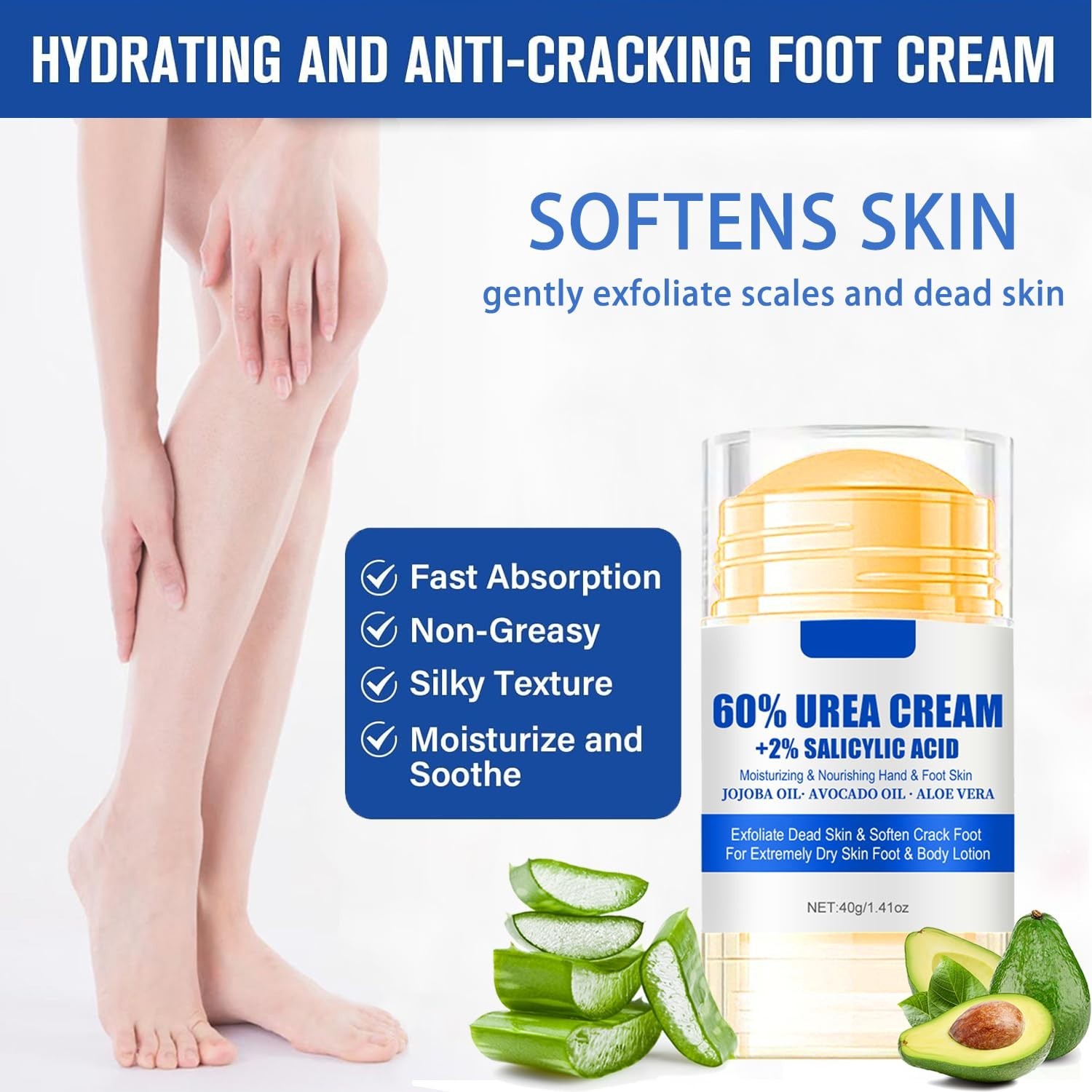 Luxury Urea Cream 60% with 2% Salicylic Acid for Deep Hydration & Softening