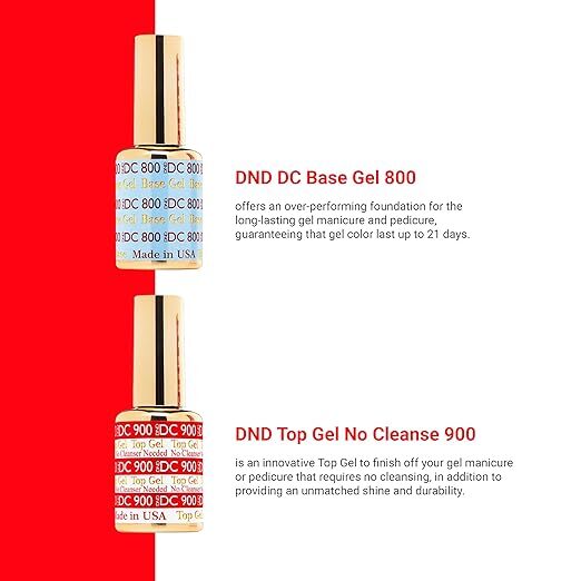 DND Daisy Soak Off Gel Polish Top Coat 600 Base Coat 500 LED/UV 15ml gel duo