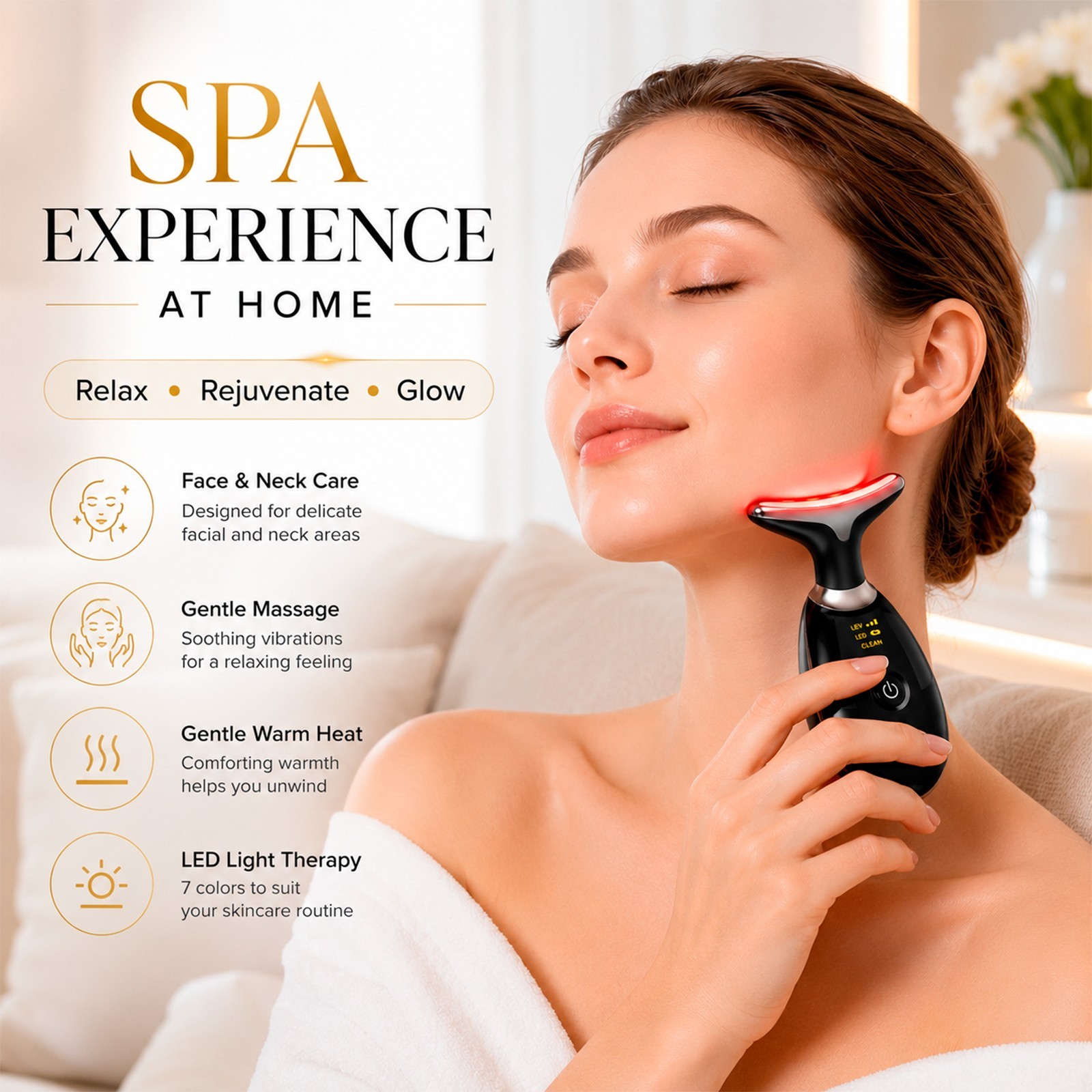 Neck Face Lifting Massager Skin Tighten Device LED Anti Wrinkle Double Chin US