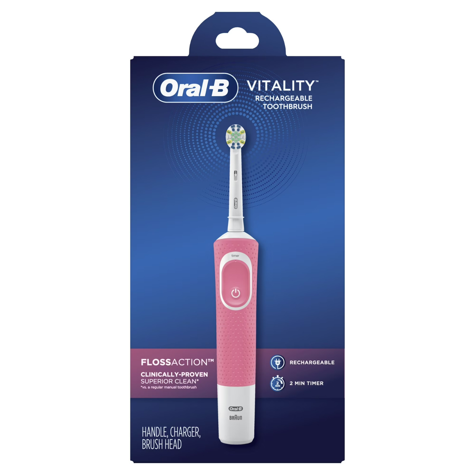 Oral-B Vitality FlossAction Rechargeable Electric Toothbrush – Pink – NEW