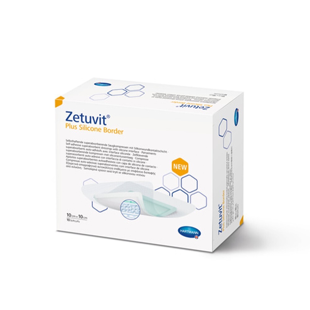 Zetuvit Plus Silicone Border Super Absorbent Dressing 5 x 5 BOX of 10 12/25 EXP