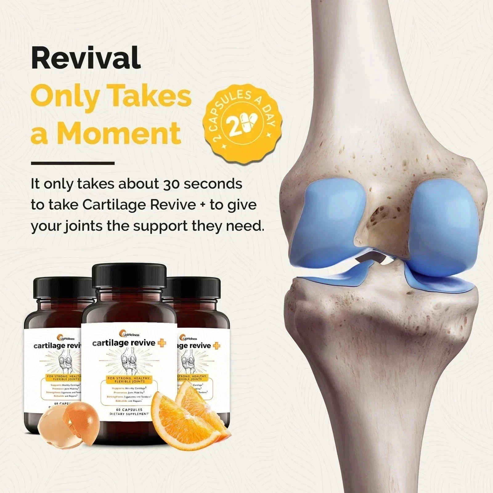 (5Pack) UpWellness Cartilage Revive + Joint Support Supplement for Men and Women