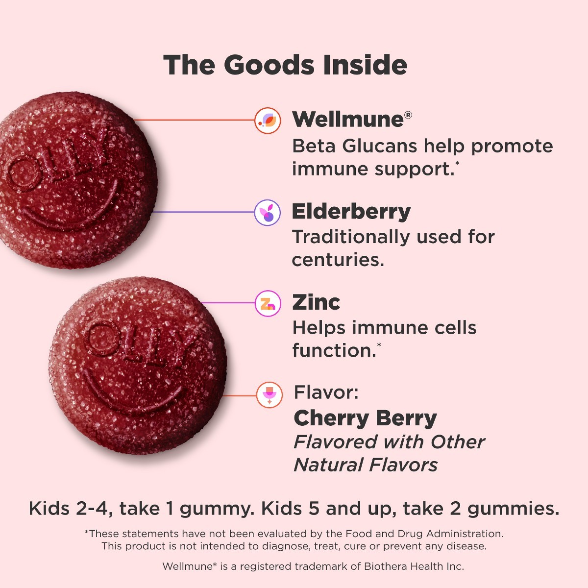 OLLY Kids Immunity Elderberry Gummies – Cherry Berry – 50ct