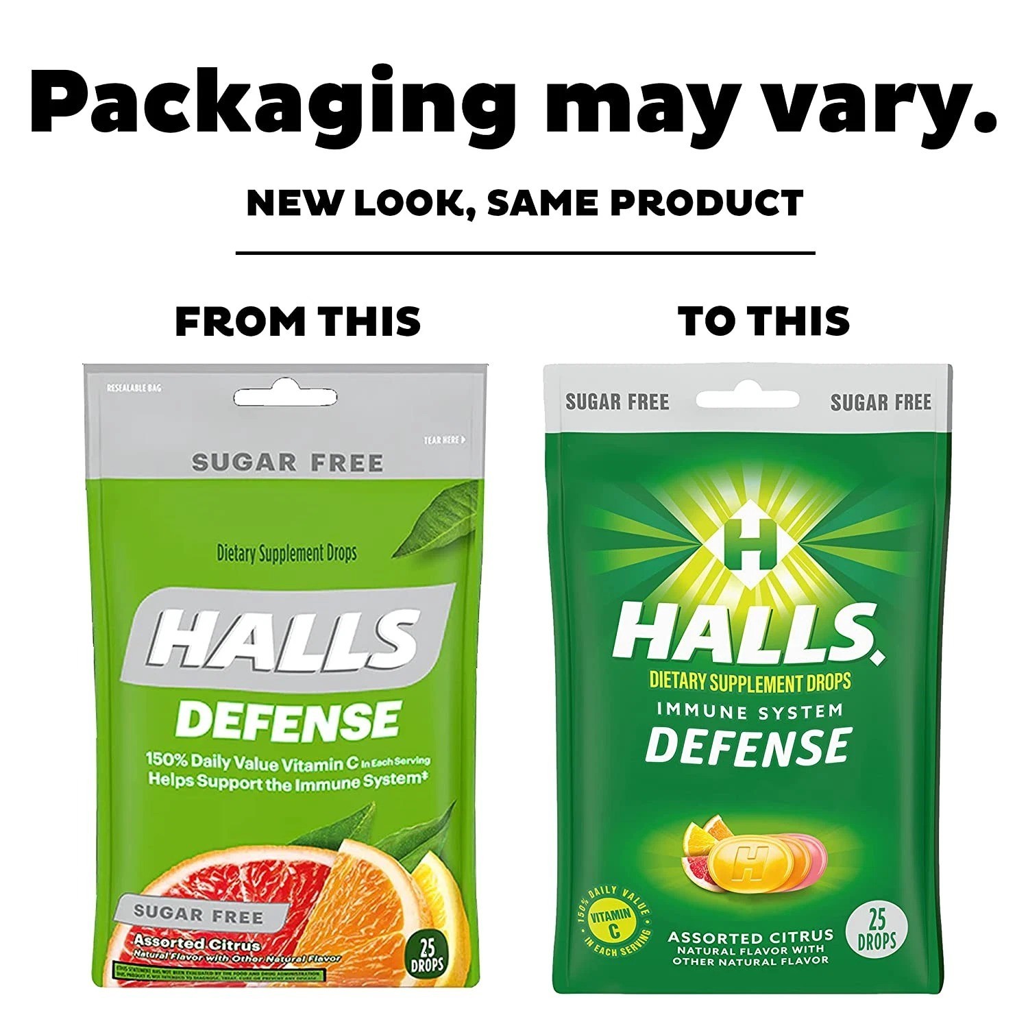 8 Pack Halls Defense Citrus Sugar Free Vitamin C Drops 200 Drops Total Fast Ship