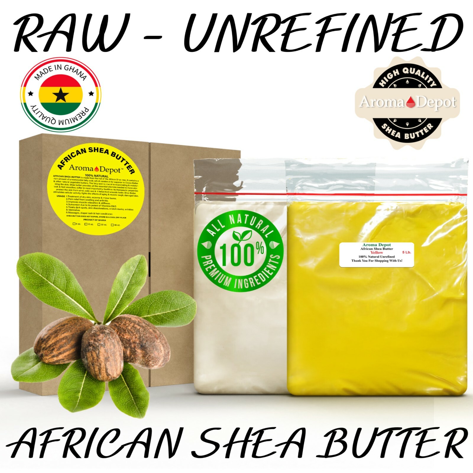 Raw Natural Butter 5 lbs Wholesale Pure Organic Unrefined For Skin Body Hair