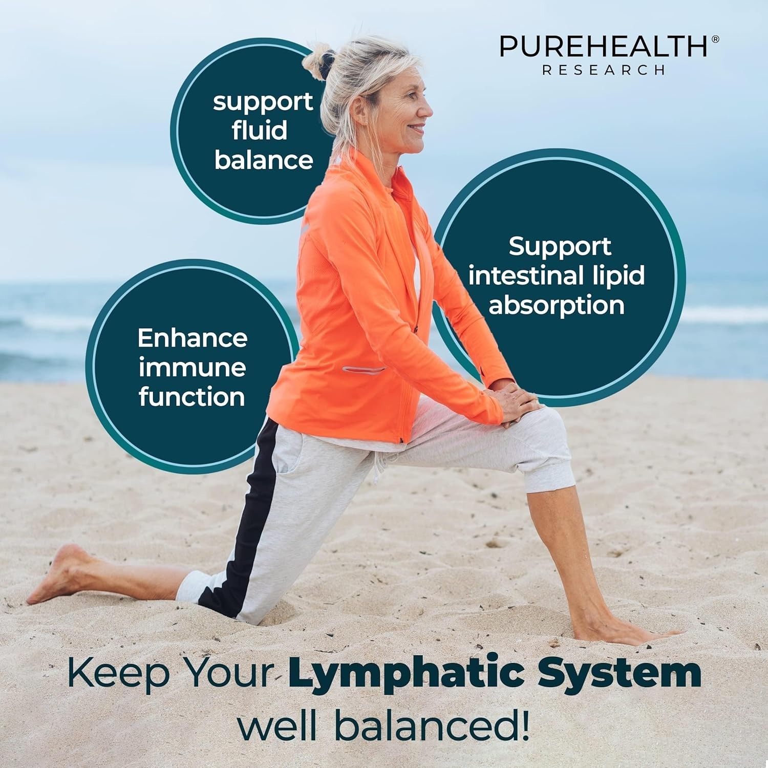 PUREHEALTH RESEARCH Lymph System Support Supplement,Lymphatic Drainage