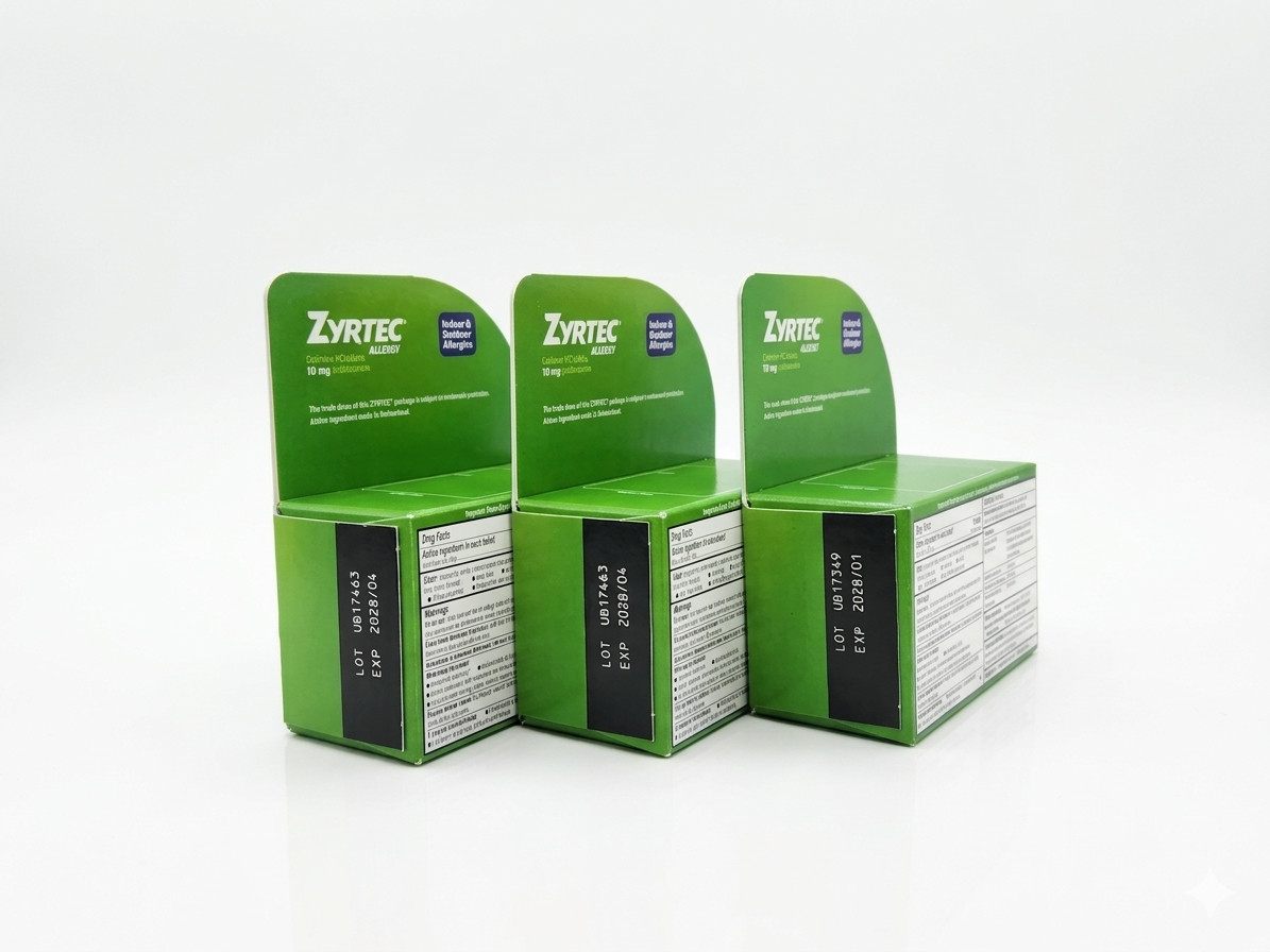Zyrtec 24-Hour Allergy Relief Tablets 10mg Cetirizine 60 Count Pack of 3 (180ct)