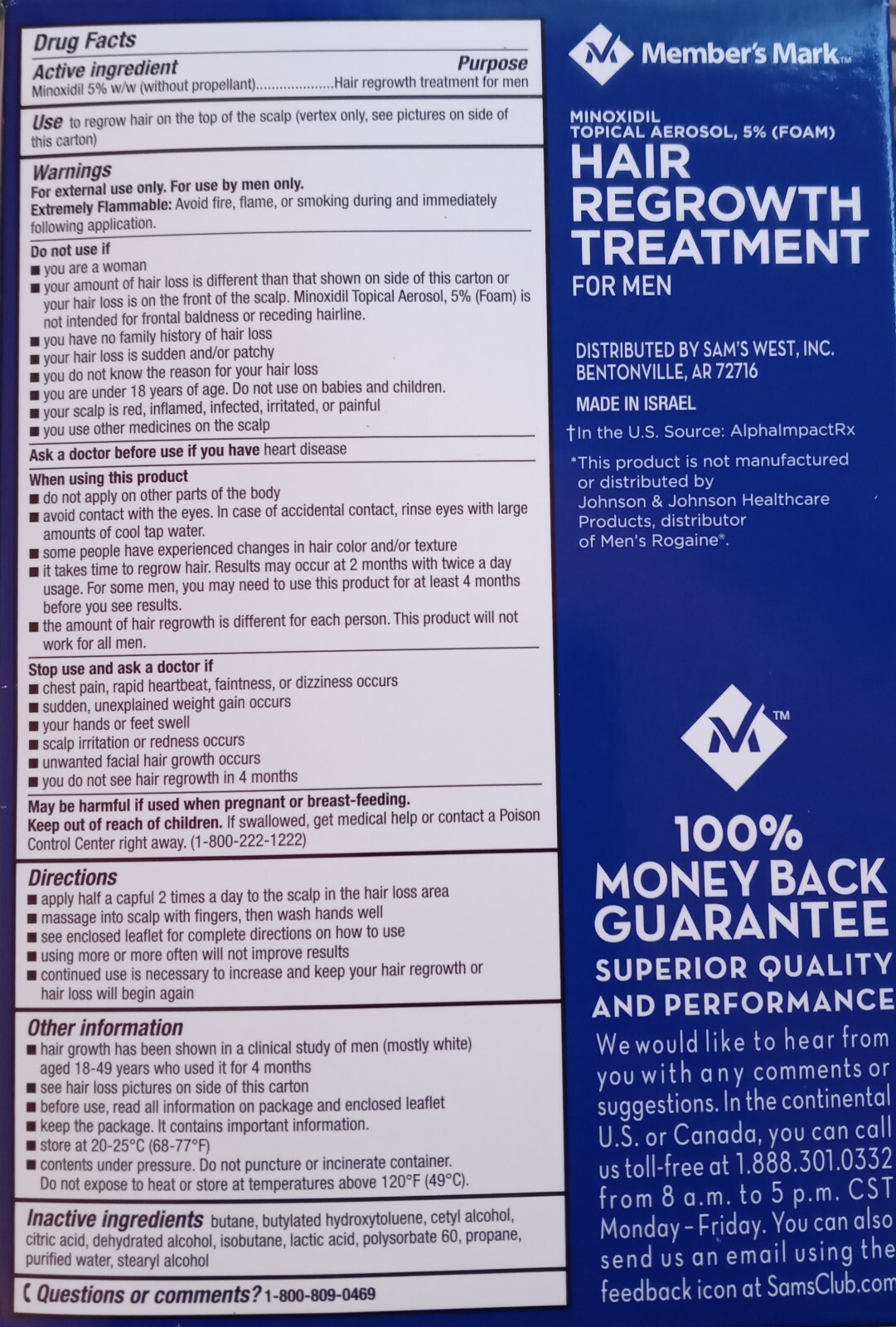 Member’s Mark 5% Minoxidil Topical Solution Hair Regrowth Treatment 1 – 6 Months