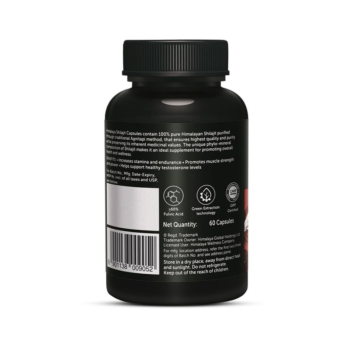 1 x 60 Caps Himalaya Shilajit Enhances Stamina Energy & Power Fulvic Acid + F/S