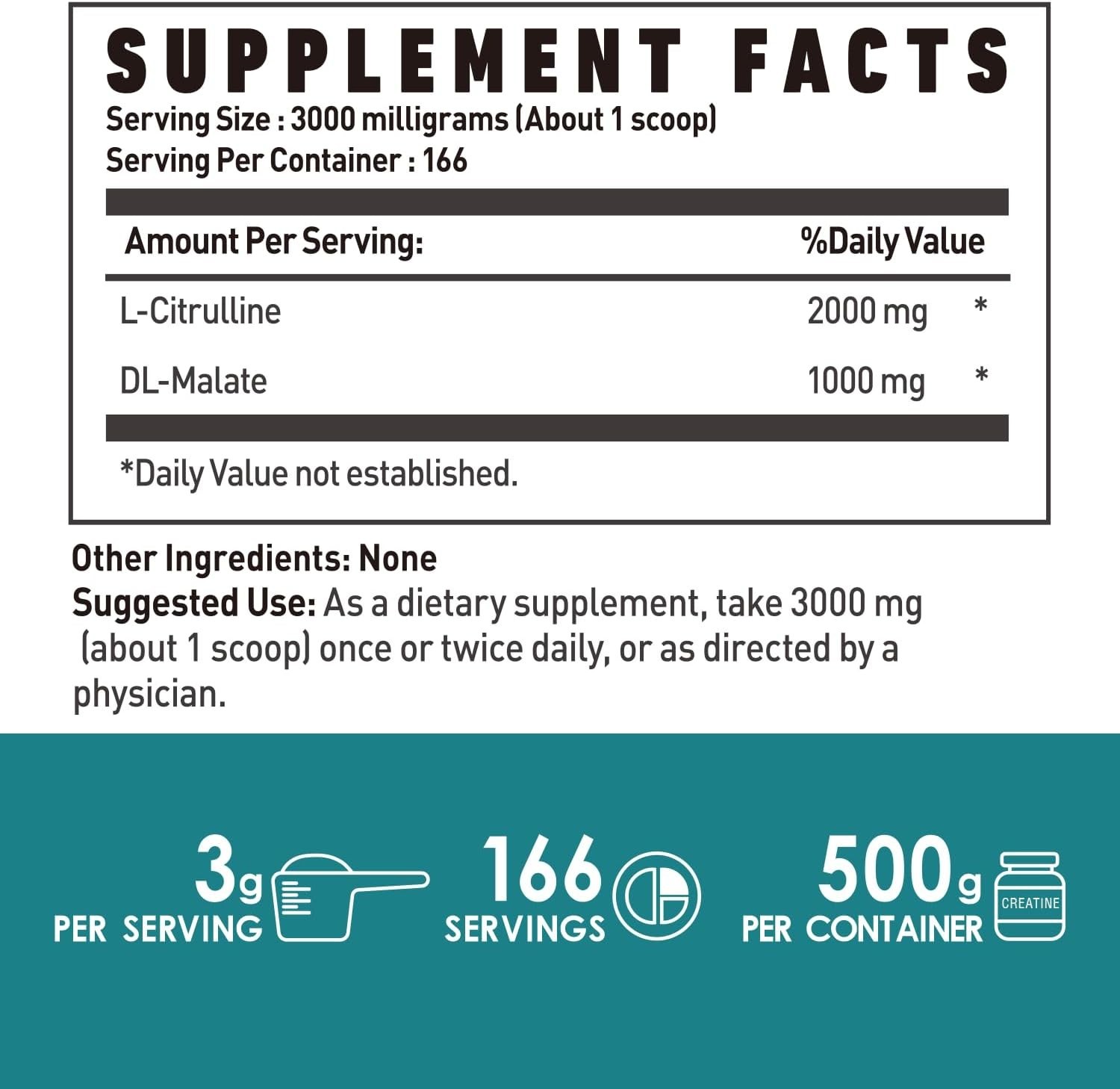 NUTRI POTENTIA L-Citrulline Malate 2:1 Powder 500g, Citrulline Malate Supplement