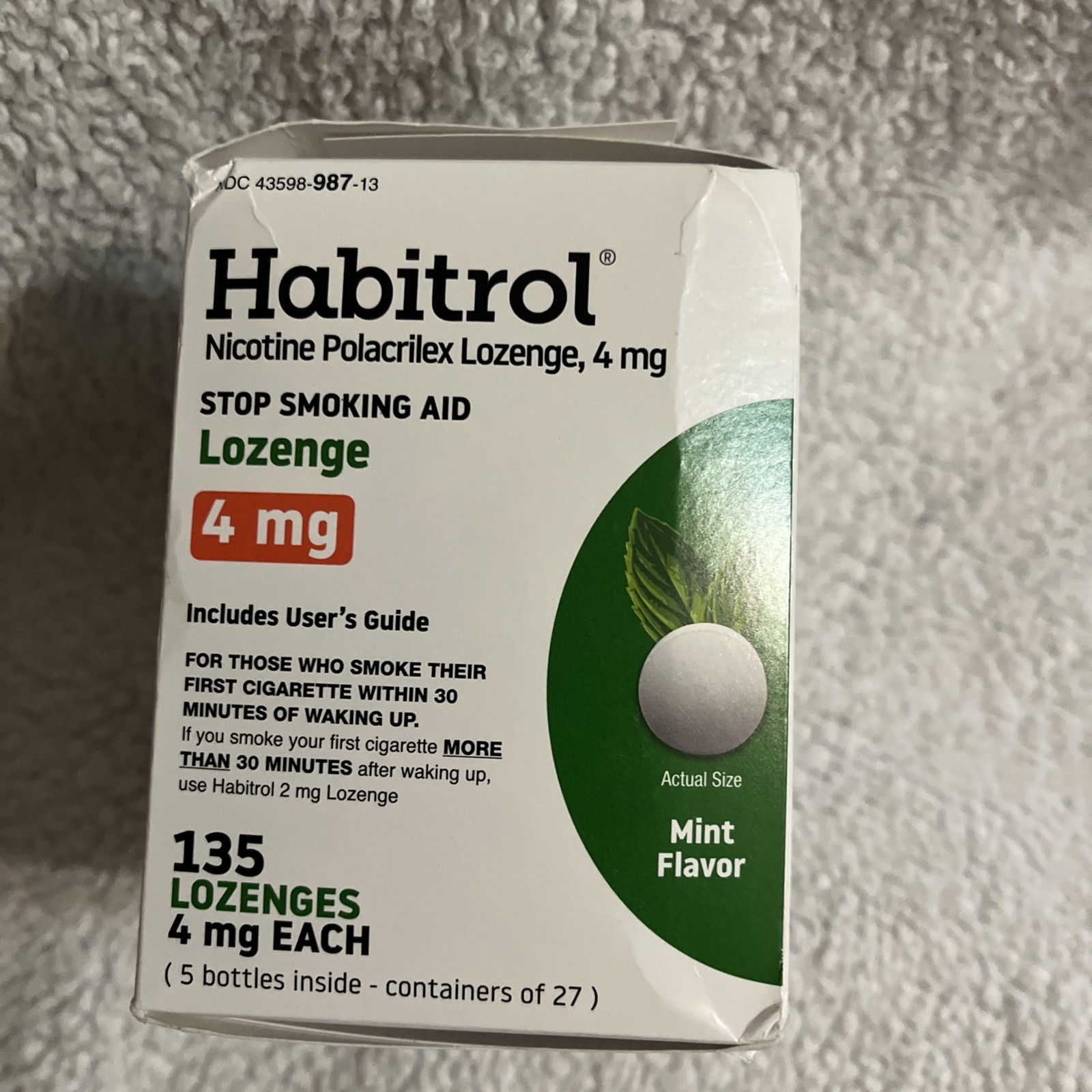 Habitrol Nicotine Lozenges 4 mg Mint Flavor 135 Count Nicotine Lozenge Exp 09/26