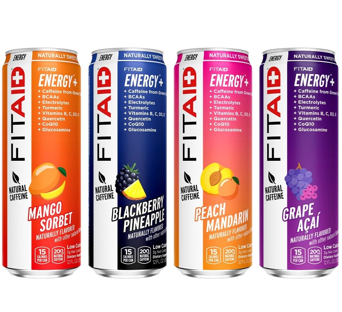 LIFEAID FITAID Energy Drink 200mg Natural Caffeine Keto 15 Calories Variety P…