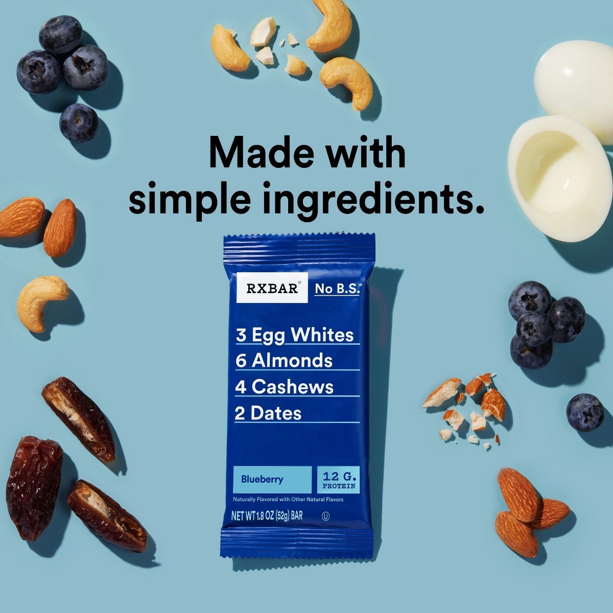 RXBAR Blueberry Protein Bars – 12g Protein – 18.3oz/10ct